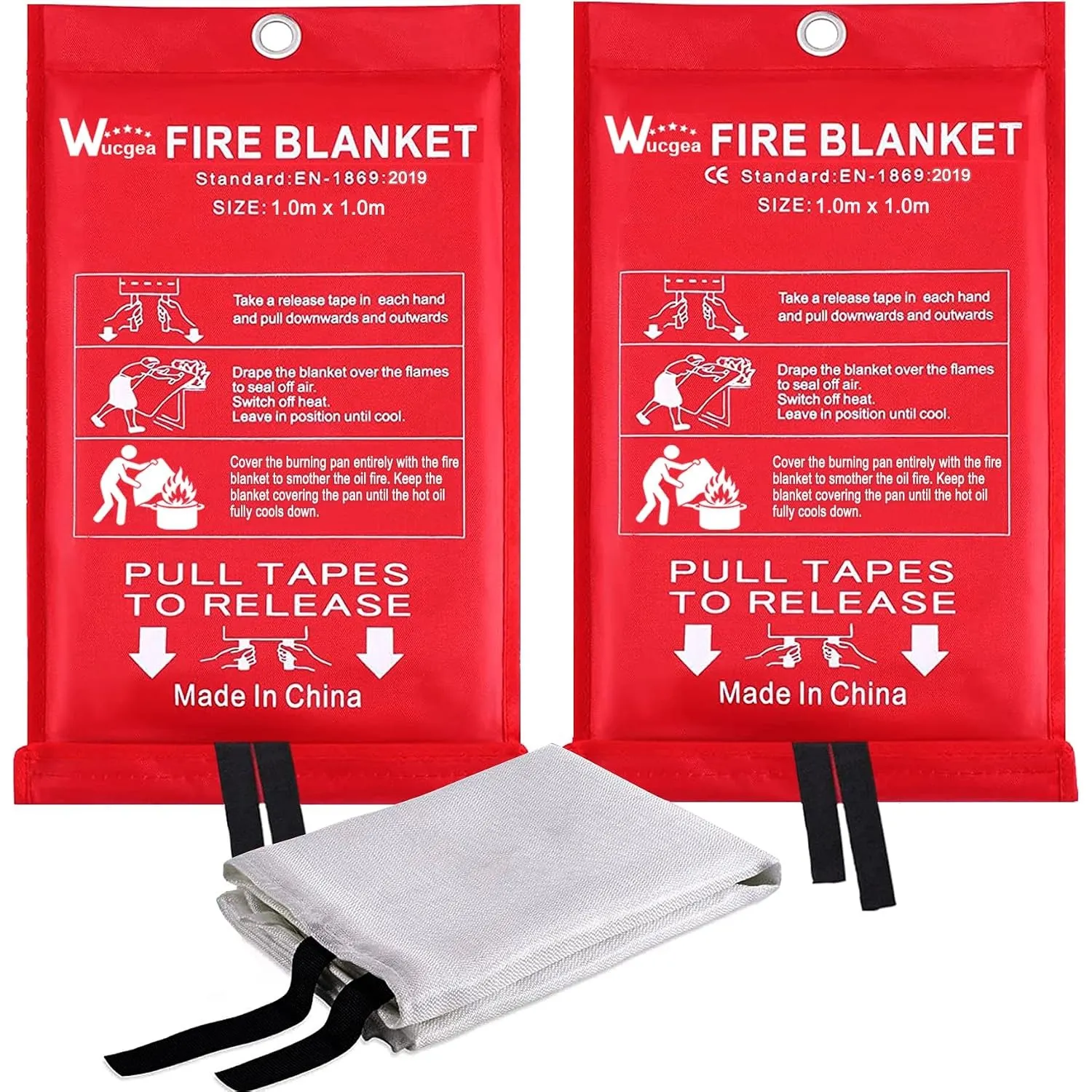 Löschdecke für küche - 2 Packung Feuerlöschdecke DIN EN 1869:2019 Sicherheit Glasfaser Brandschutzdecke für Fettbrände …