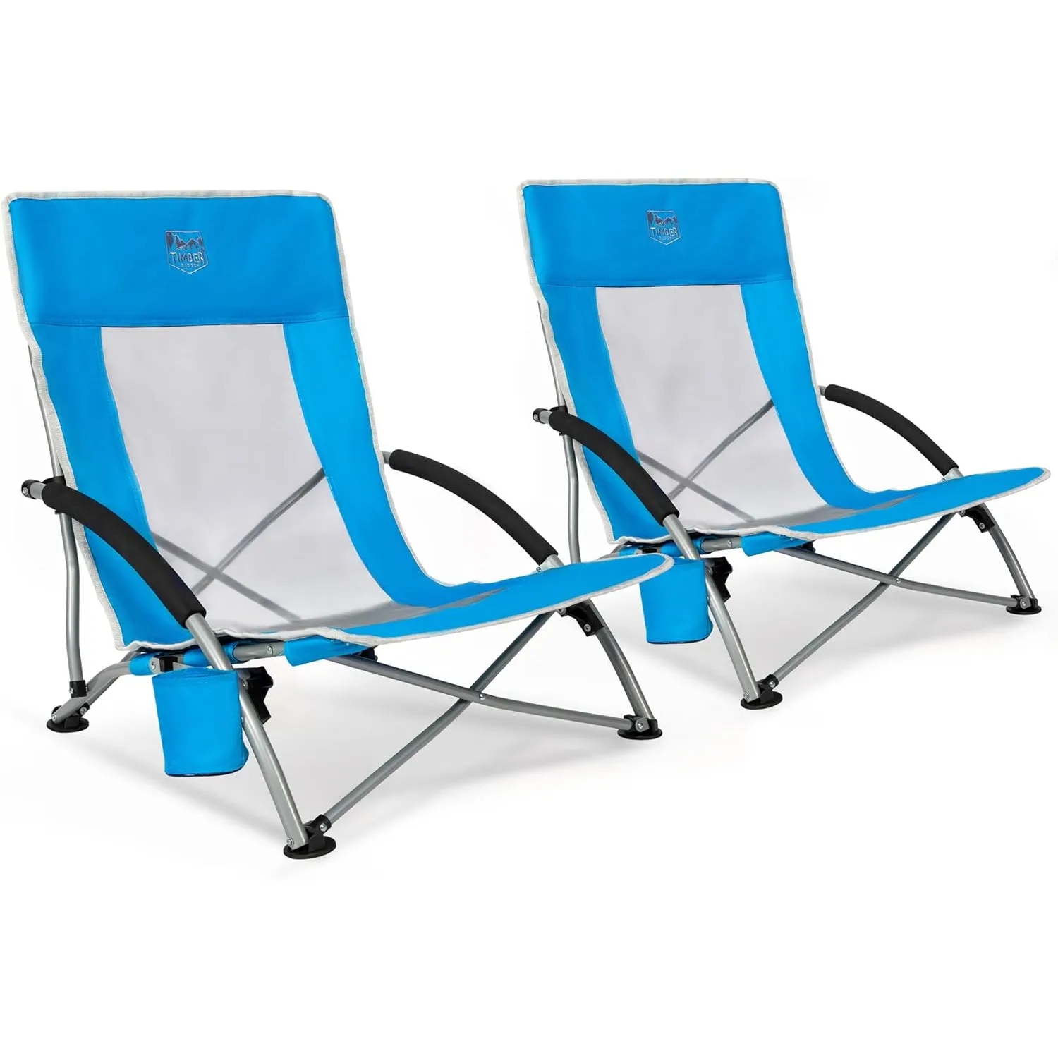 TIMBER RIDGE Strandstuhl Klappbar Leicht 150kg mit Netzstoffrückenlehne