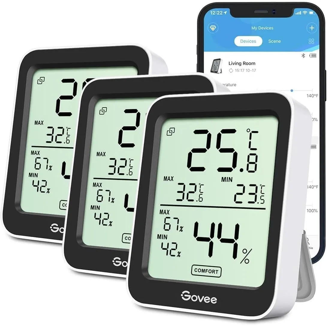 Govee Bluetooth Thermometer Hygrometer Innen, Digitale Thermometer 3 Stück