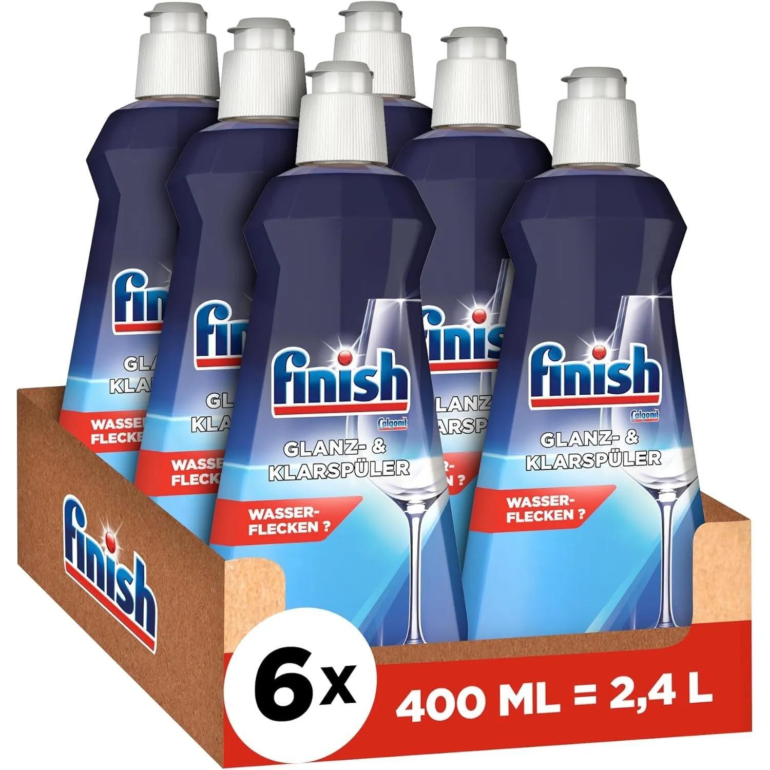 Finish Glanz- und Klarspüler – Für strahlendes und trockeneres Geschirr ohne Wasserflecken – Megapack mit 6 x 400 ml