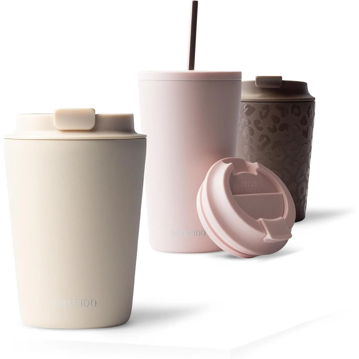 MAMEIDO Thermobecher 350 ml (Ivory Beige) | mit Trinkdeckel, auslaufsicher, aus Edelstahl & BPA-frei – passt dank schla…