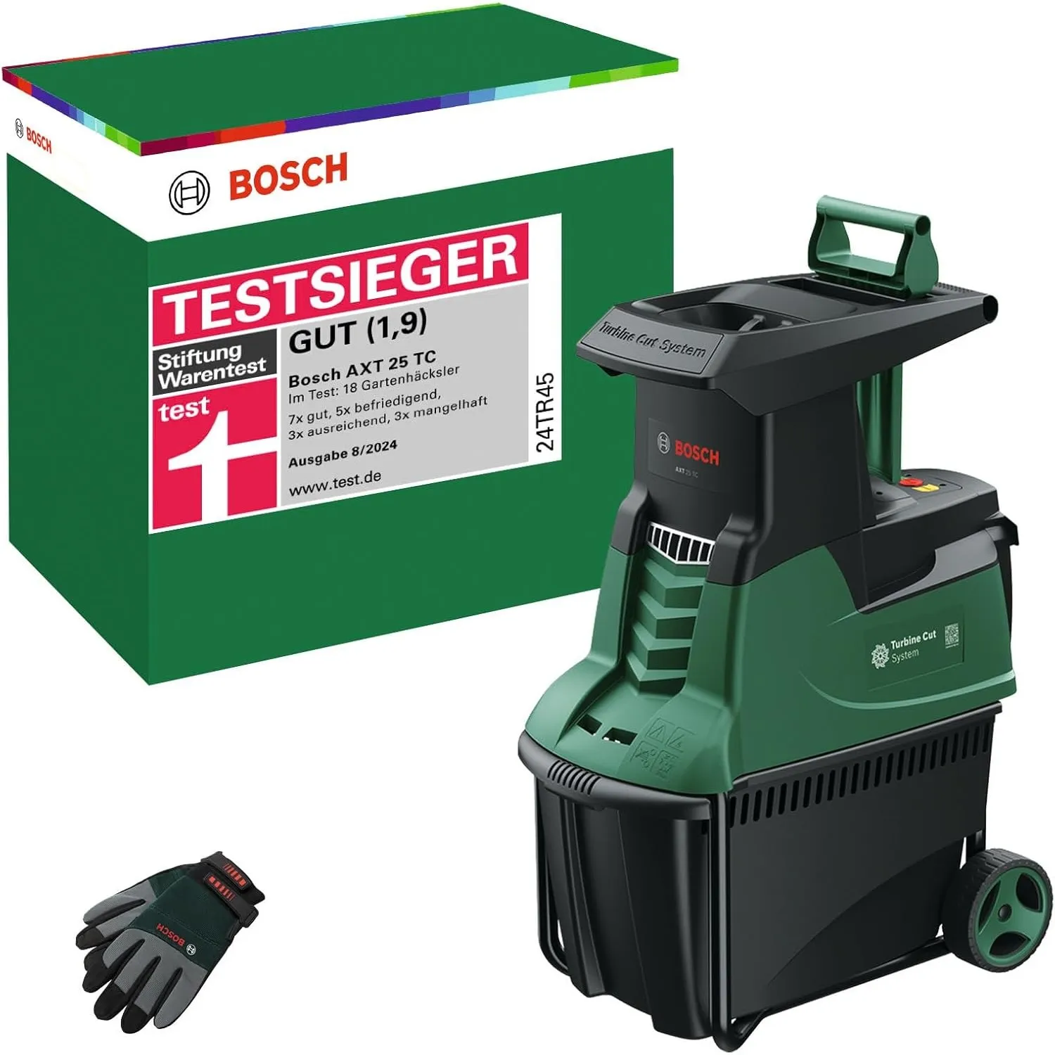 Bosch Turbinenhäcksler AXT 25 TC (2.500 W; geeignet für Holz und harte Gartenabfälle; inklusive Gartenhandschuhe; integ…