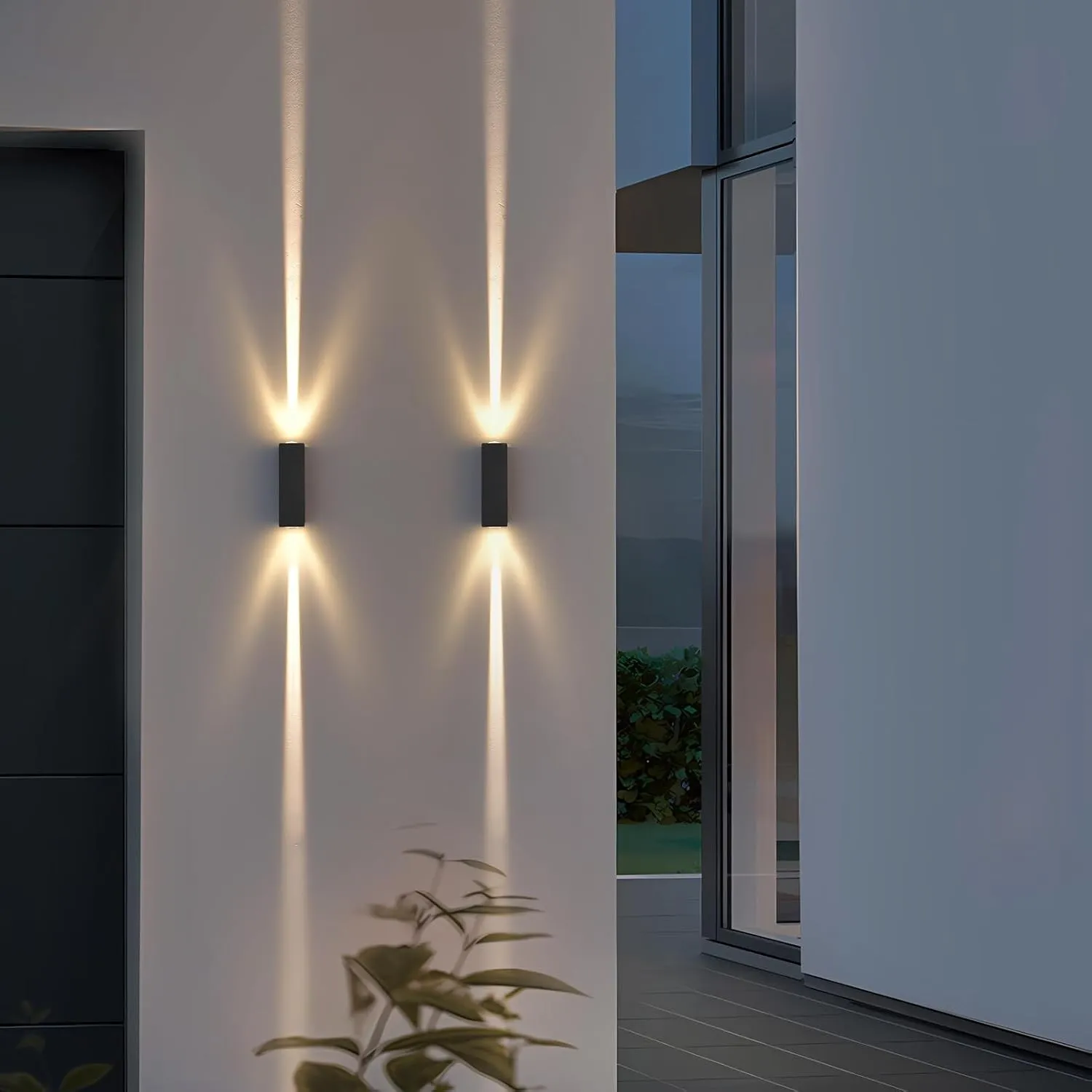 LED Wandleuchte Außen 2er-Set, 6 W, 3000 K, IP65, Schwarz