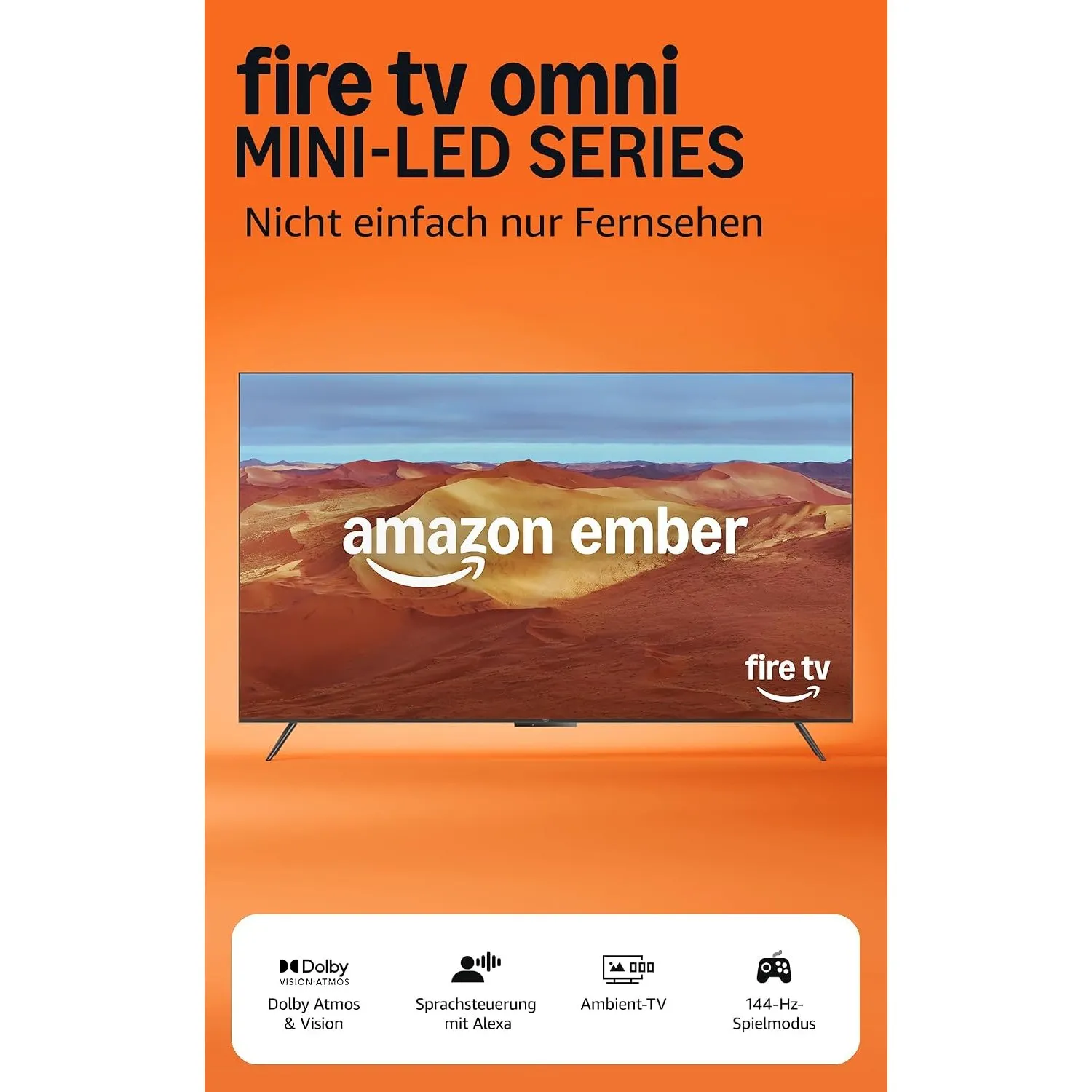 Amazon Ember Mini-LED-Serie, QLED-Smart-TV mit 55 Zoll (139 cm), 4K UHD, Dolby Vision IQ, Ambient-TV, 144-Hz-Spielmodus…