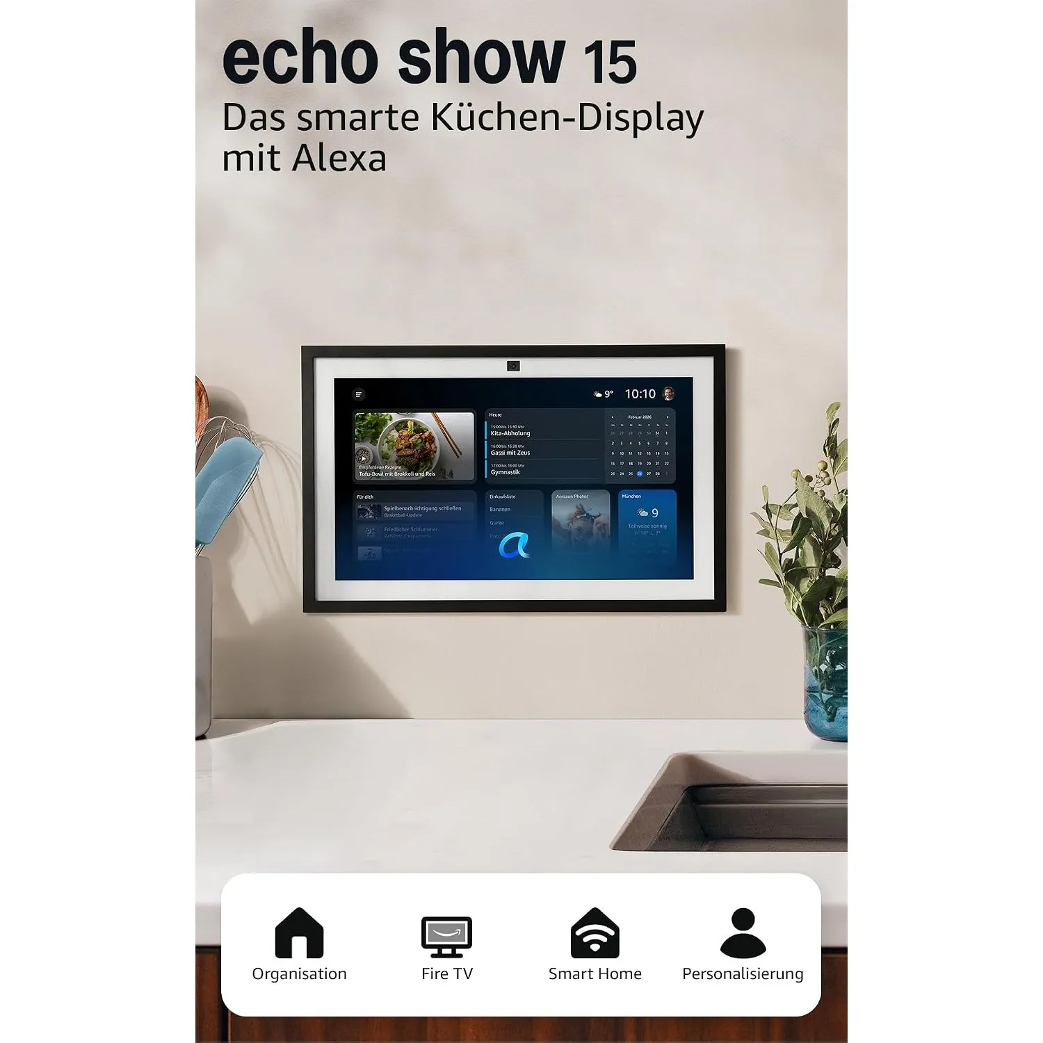 Amazon Echo Show 15 (neueste generation) | 15,6-Zoll-Smart-Display in Full HD, mit integriertem Fire TV und Alexa-Sprac…