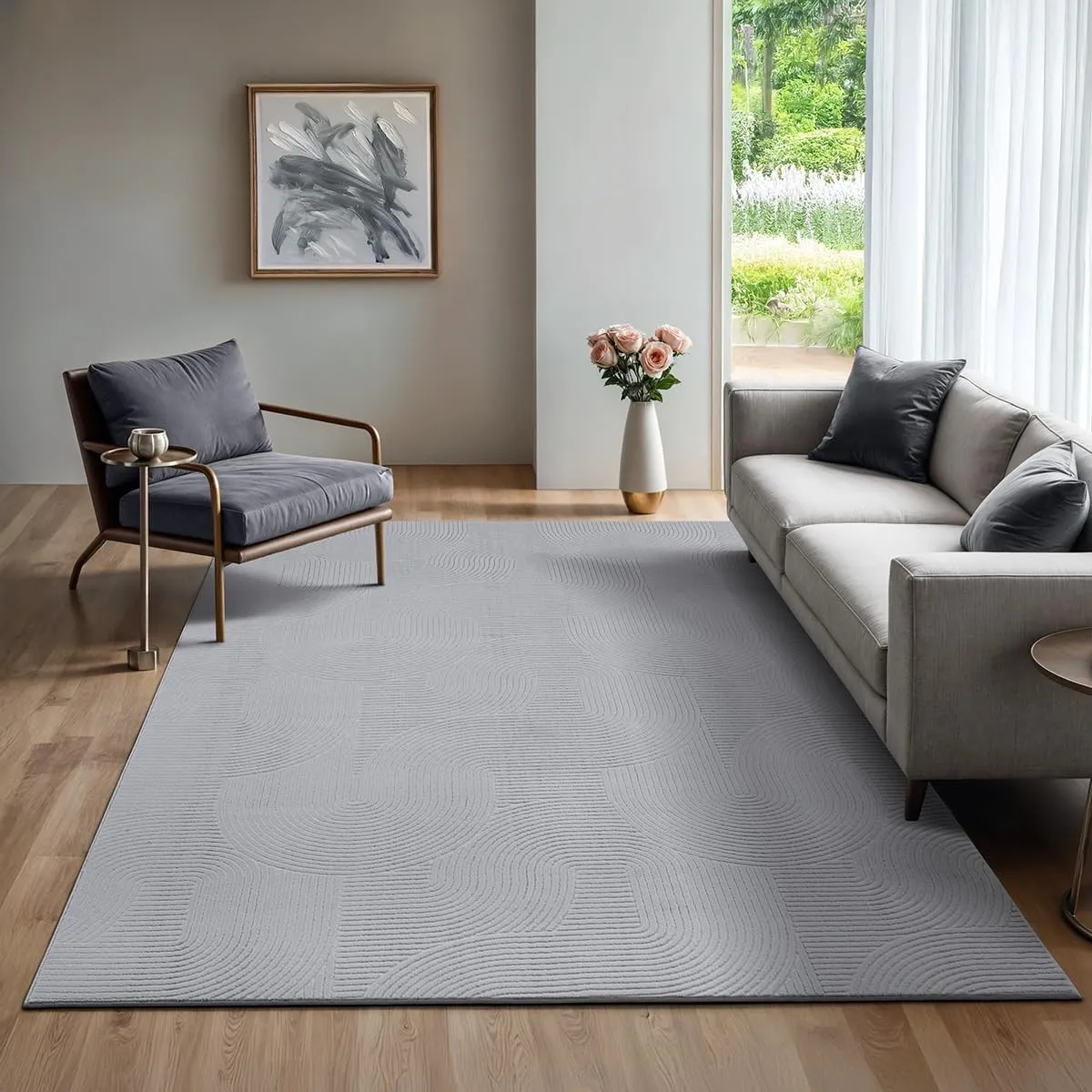 the carpet Rio - Moderner Kurzflor Teppich, weicher und pflegeleichter Anti-Rutsch-Teppich mit 3D-Optik, robust, für Wo…