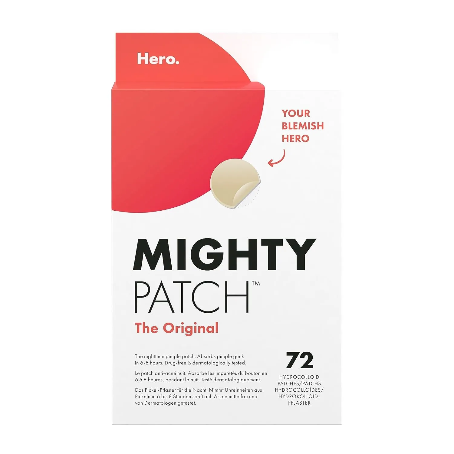 Hero Mighty Patch Original, Hydrokolloid Pickelpflaster, 72 Stück