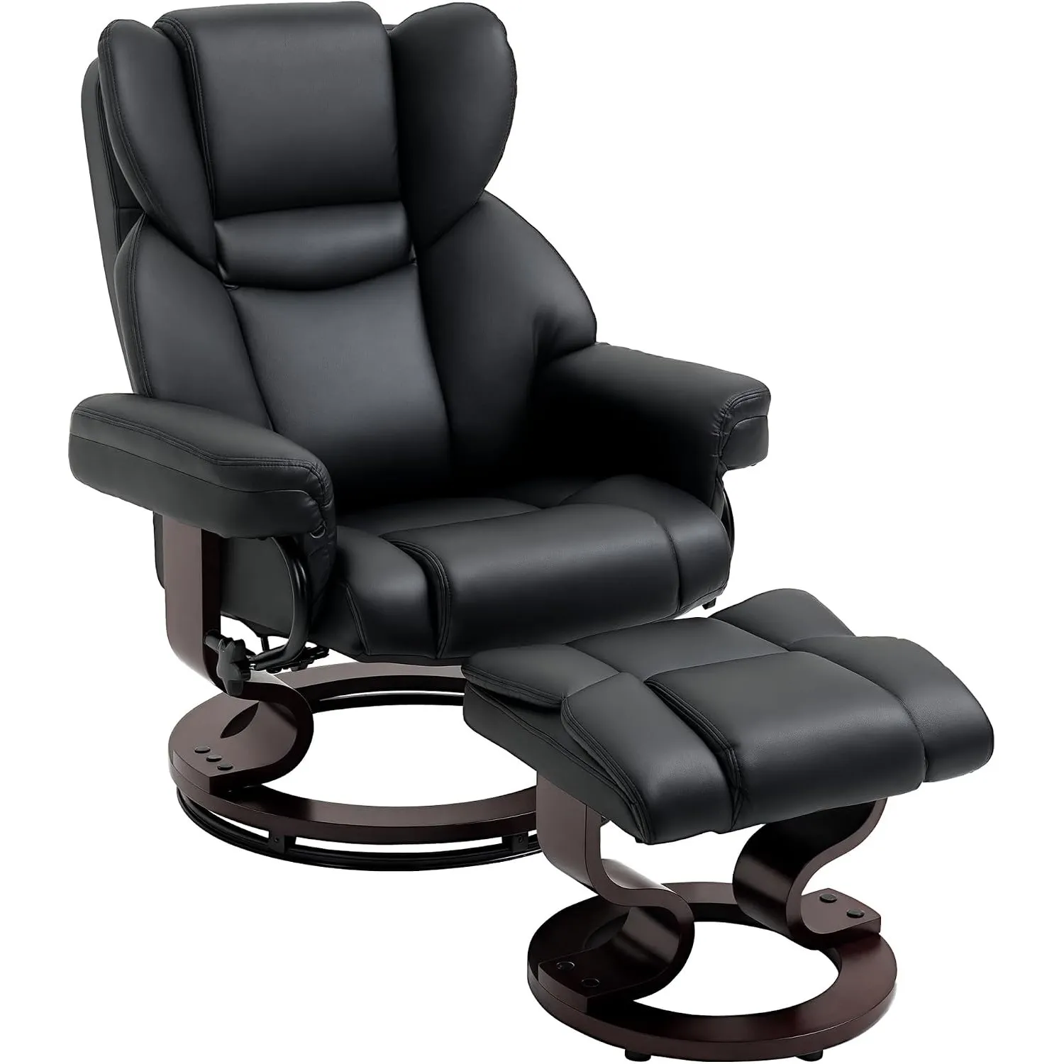 HOMCOM Relaxsessel mit Hocker 360° Drehbar mit Liegefunktion Schwarz