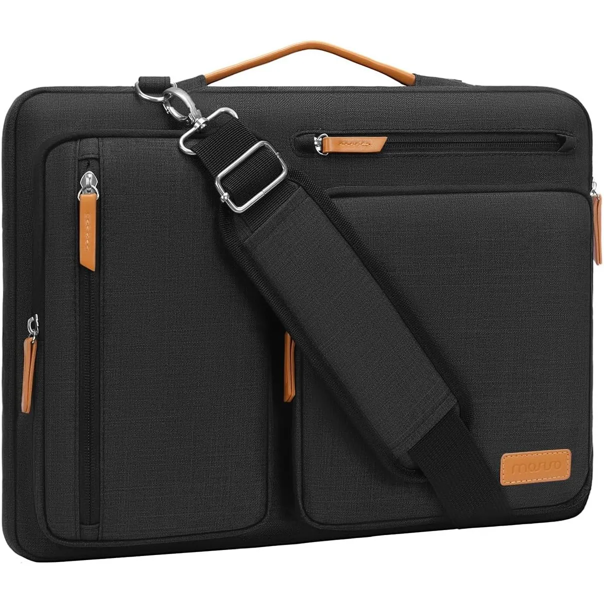 MOSISO 360 Laptoptasche, Wasserdicht Laptop Schultertasche, Stoßfest Umhängetasche mit 4 Reißverschlusstaschen