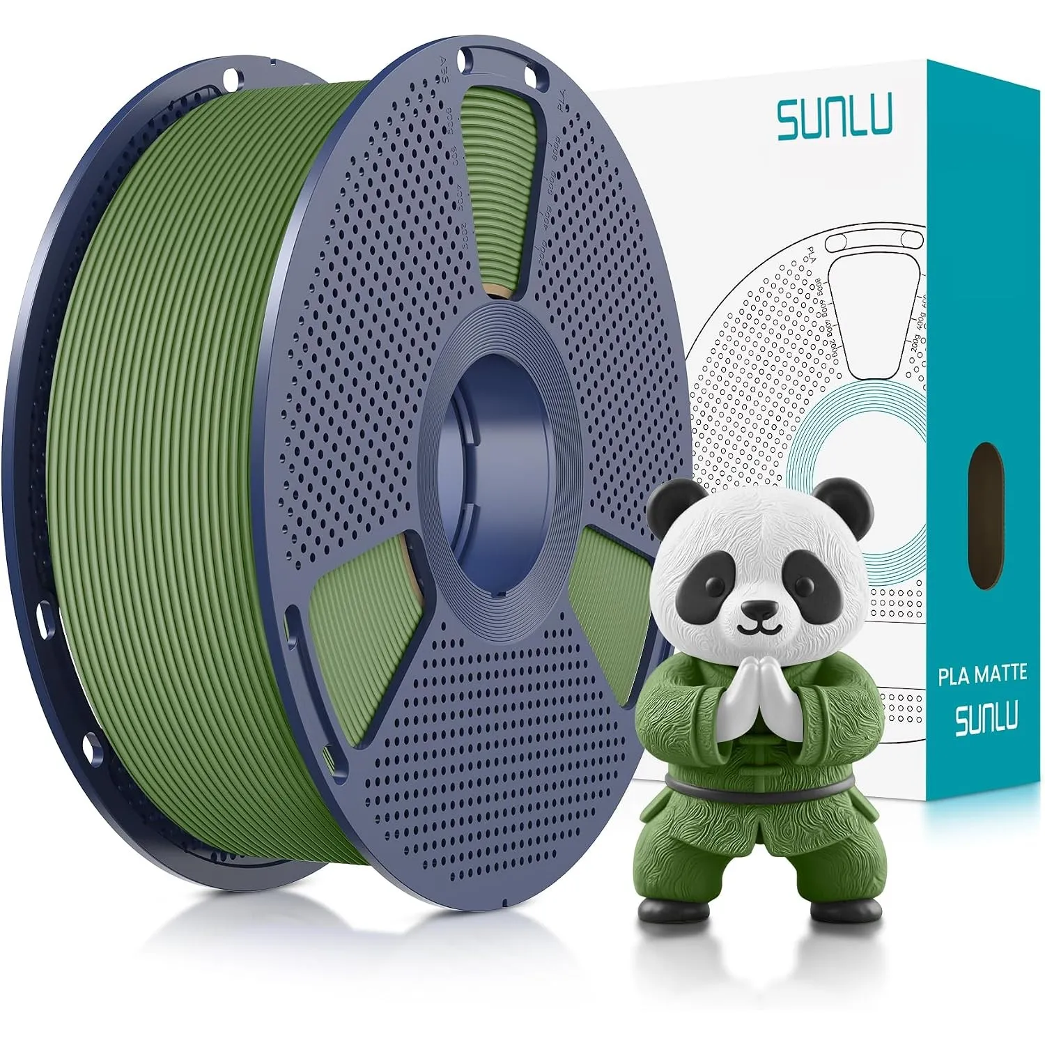 SUNLU Matte PLA Filament 1.75mm, 3D Drucker Filament PLA 1KG Matte Olivgrün