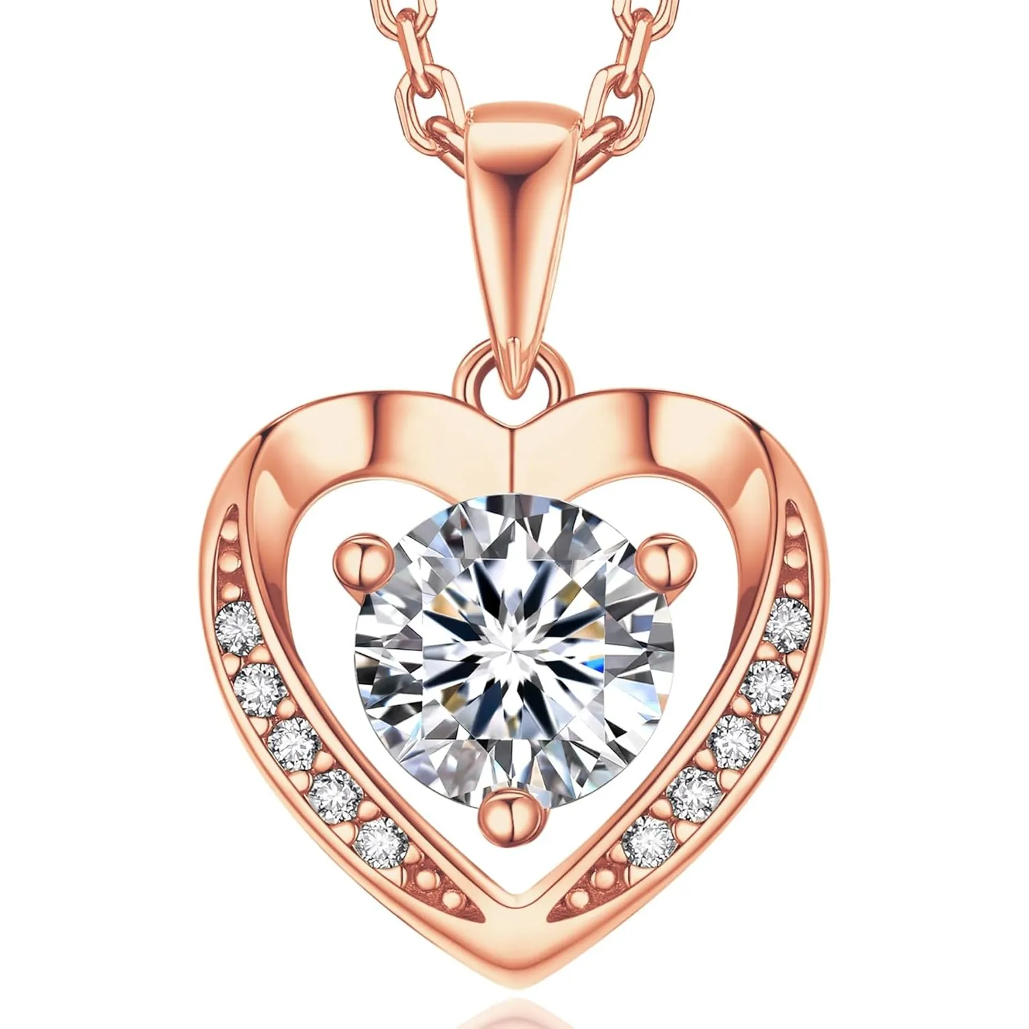 MomentWish Halskette Damen Silber 925 Moissanite Damenschmuck Geschenk | 1-2 Karat Moissanit Kette Geschenk für Frauen …