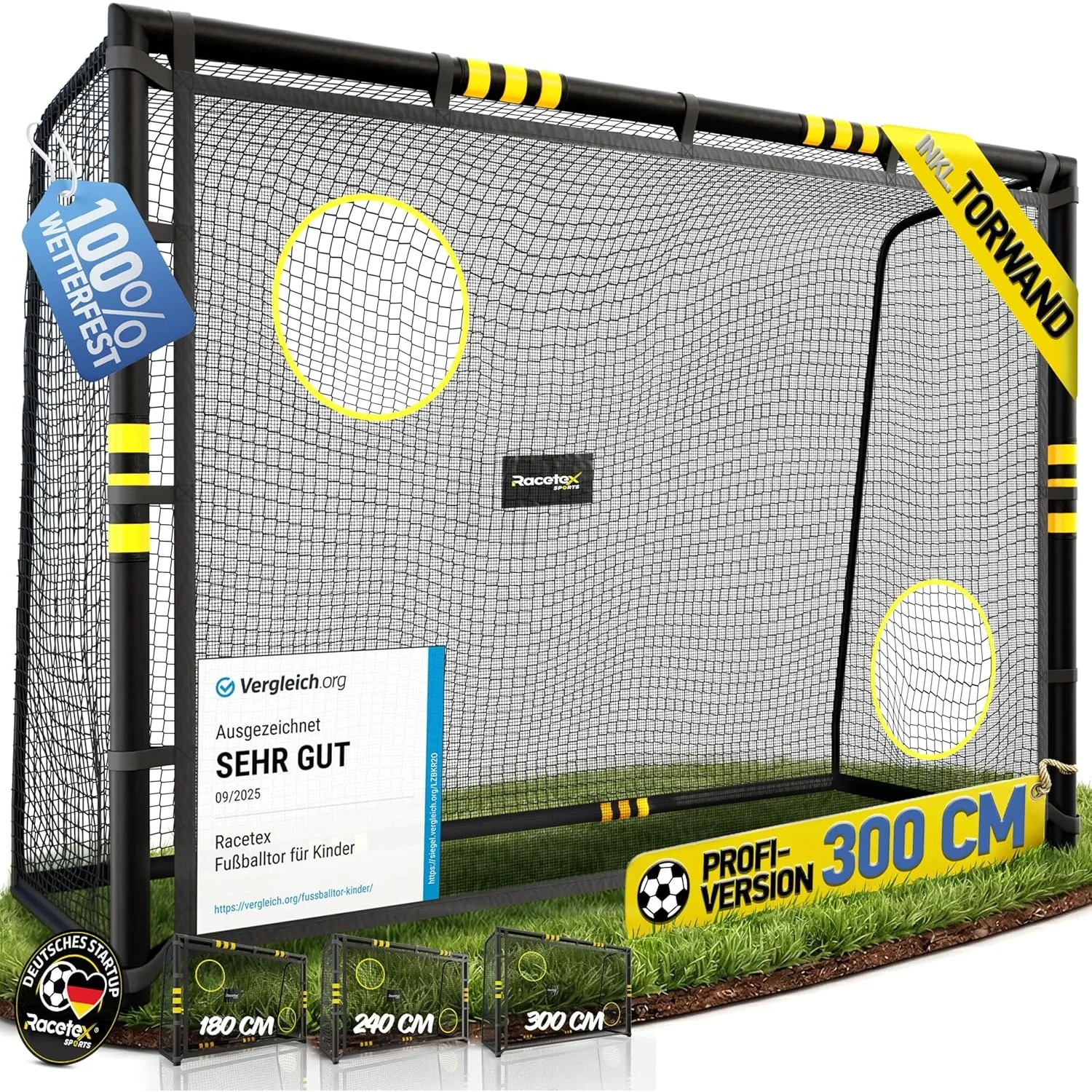 Racetex Fussballtore für Garten Kinder und Erwachsene mit [Anti-Rost Beschichtung] - Fußballtor Kinder inkl. Erdanker f…