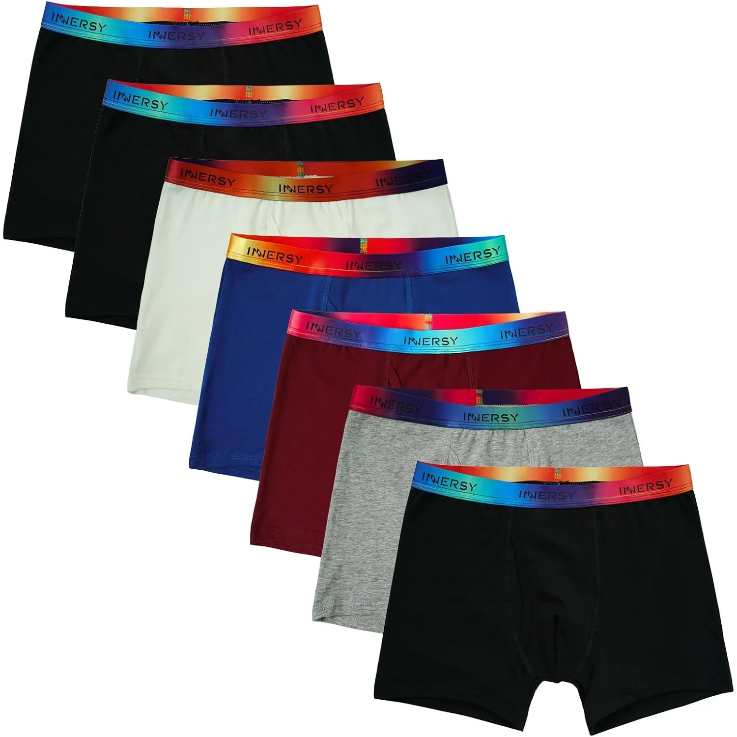 INNERSY Unterhosen Jungen Baumwolle Boxershorts mit Eingriff Sports Unterwäsche 128-176 7er Pack