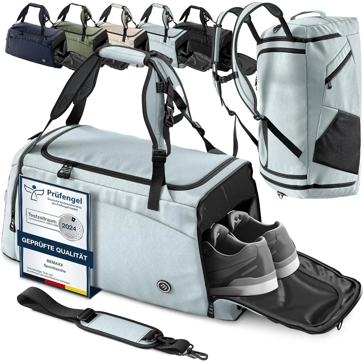 Sporttasche Trainingstasche + Rucksackfunktion, Schuhfach, Nassfach | Reisetasche Schwimmtasche Fitnesstasche Sport Gym…