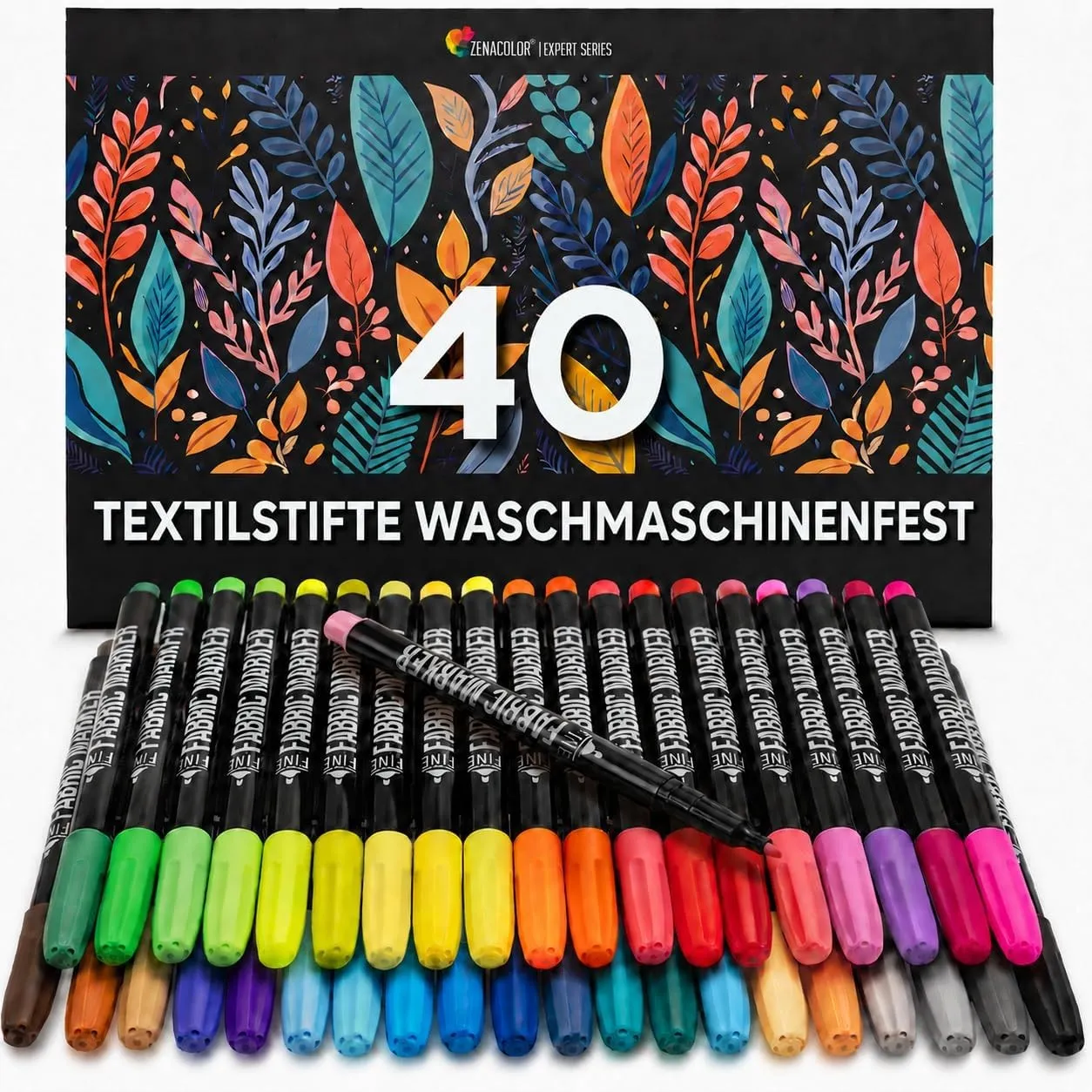 40 Textilstifte Waschmaschinenfest - Textilfarbe Waschmaschinenfest - Ungiftig, Waschfeste und Permanente Stoff Marker …