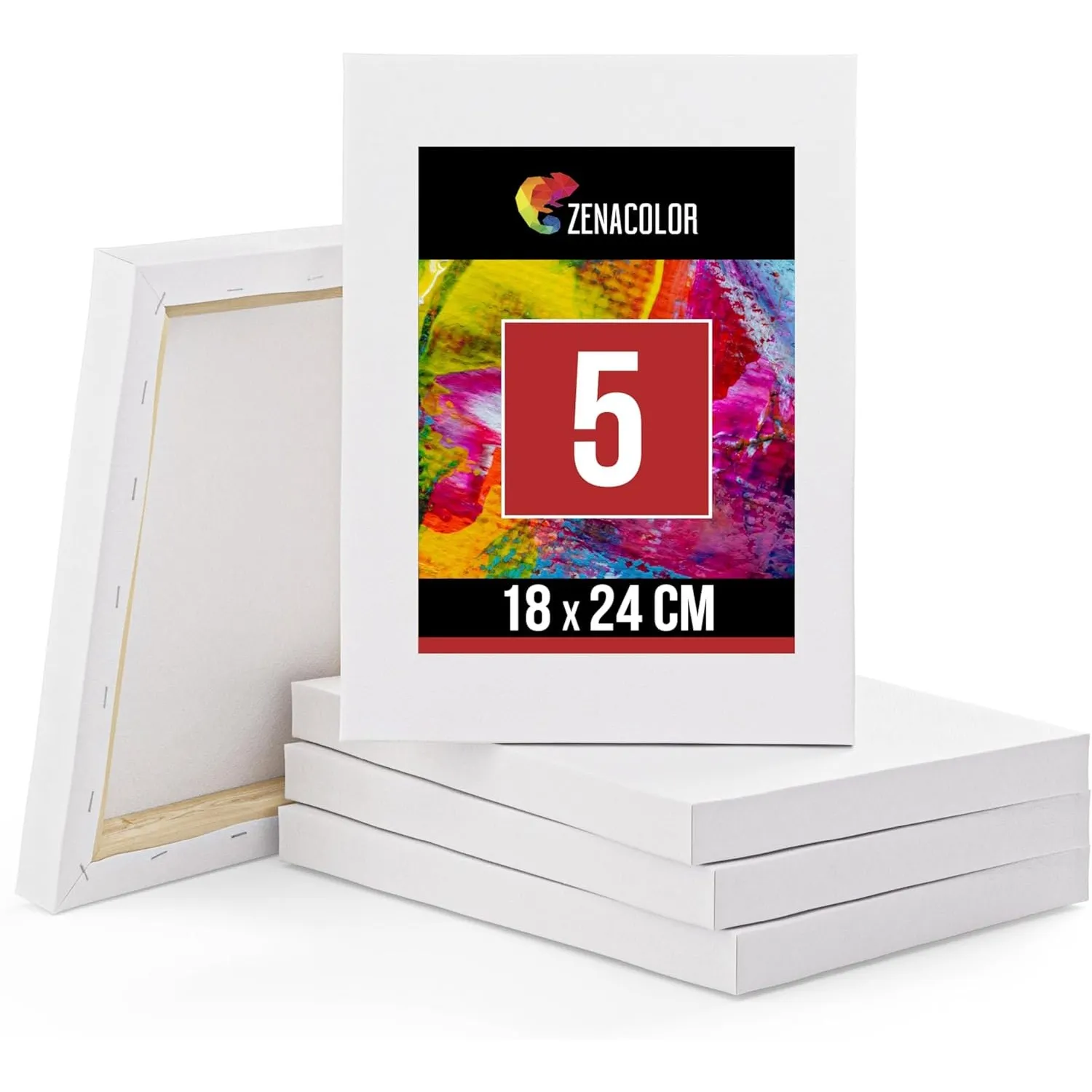Zenacolor - Leinwand zum Bemalen 18x24 cm - Canvas Set 5 teilig