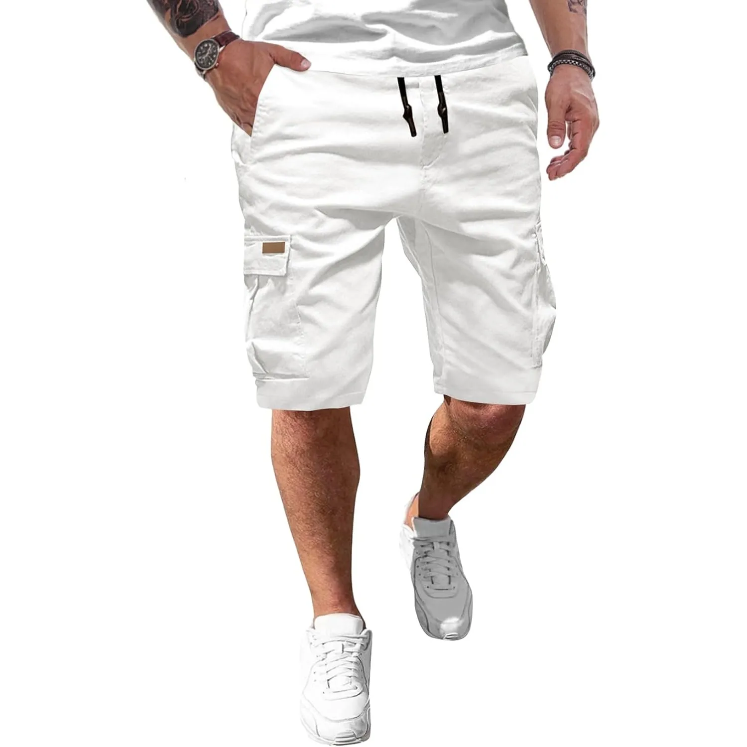 JMIERR Kurze Hosen Herren Baumwolle Cargo Shorts Herren Sommer Freizeithose mit Taschen