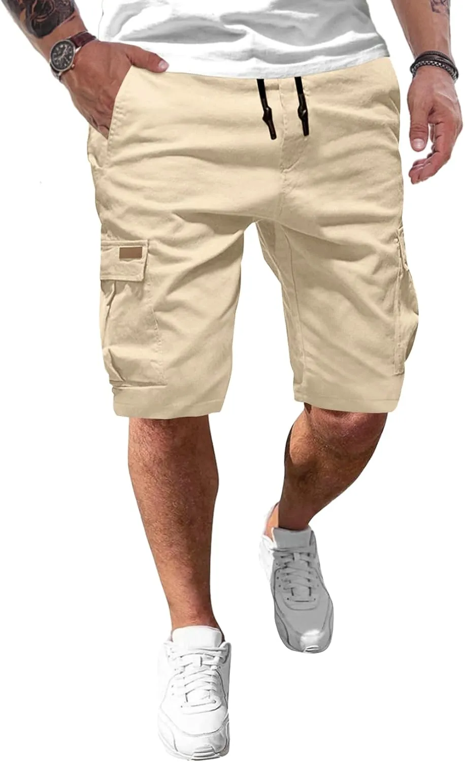 JMIERR Kurze Hosen Herren Baumwolle Cargo Shorts Herren Sommer Freizeithose mit Taschen