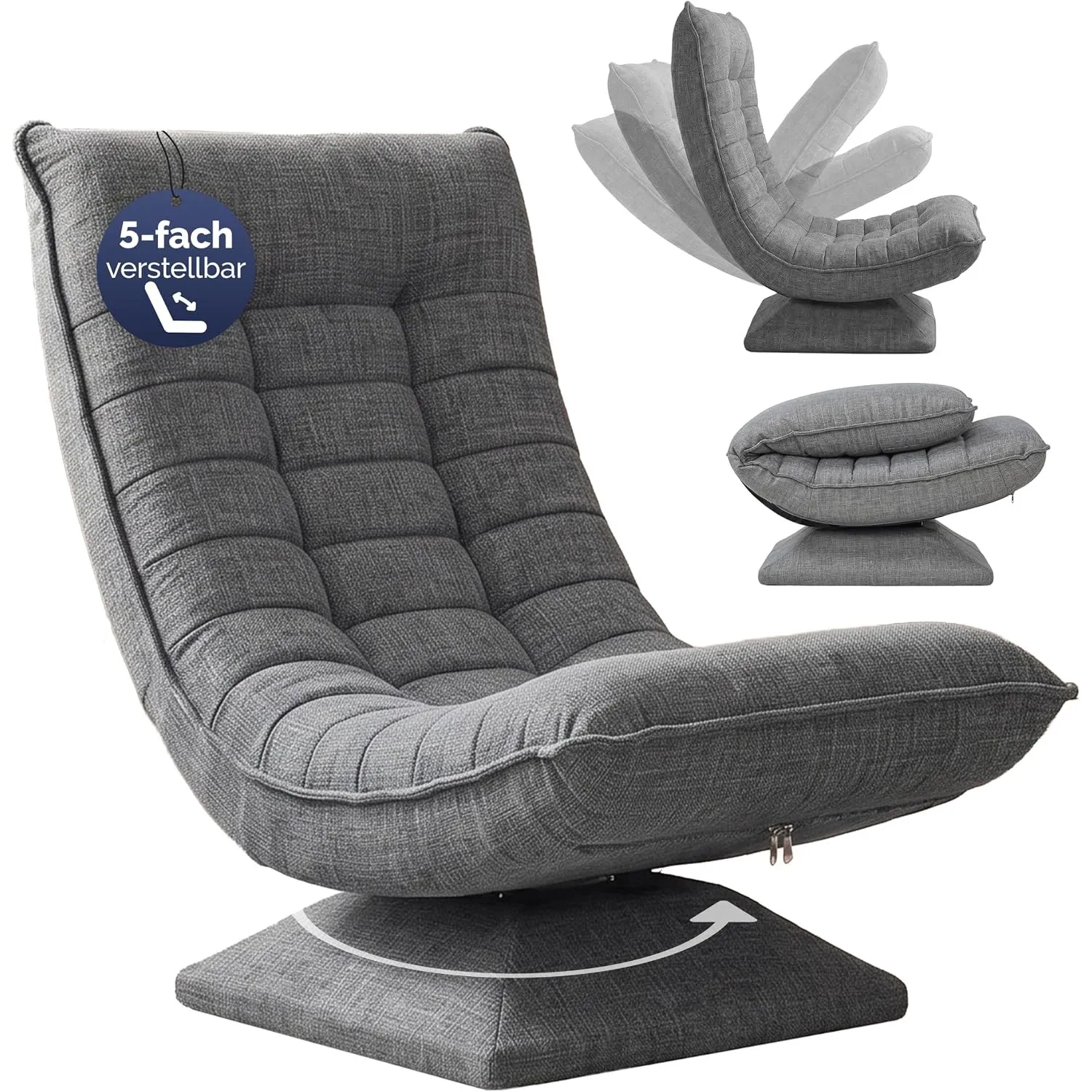 CASARIA Relaxsessel mit Verstellbarer Rückenlehne Grau