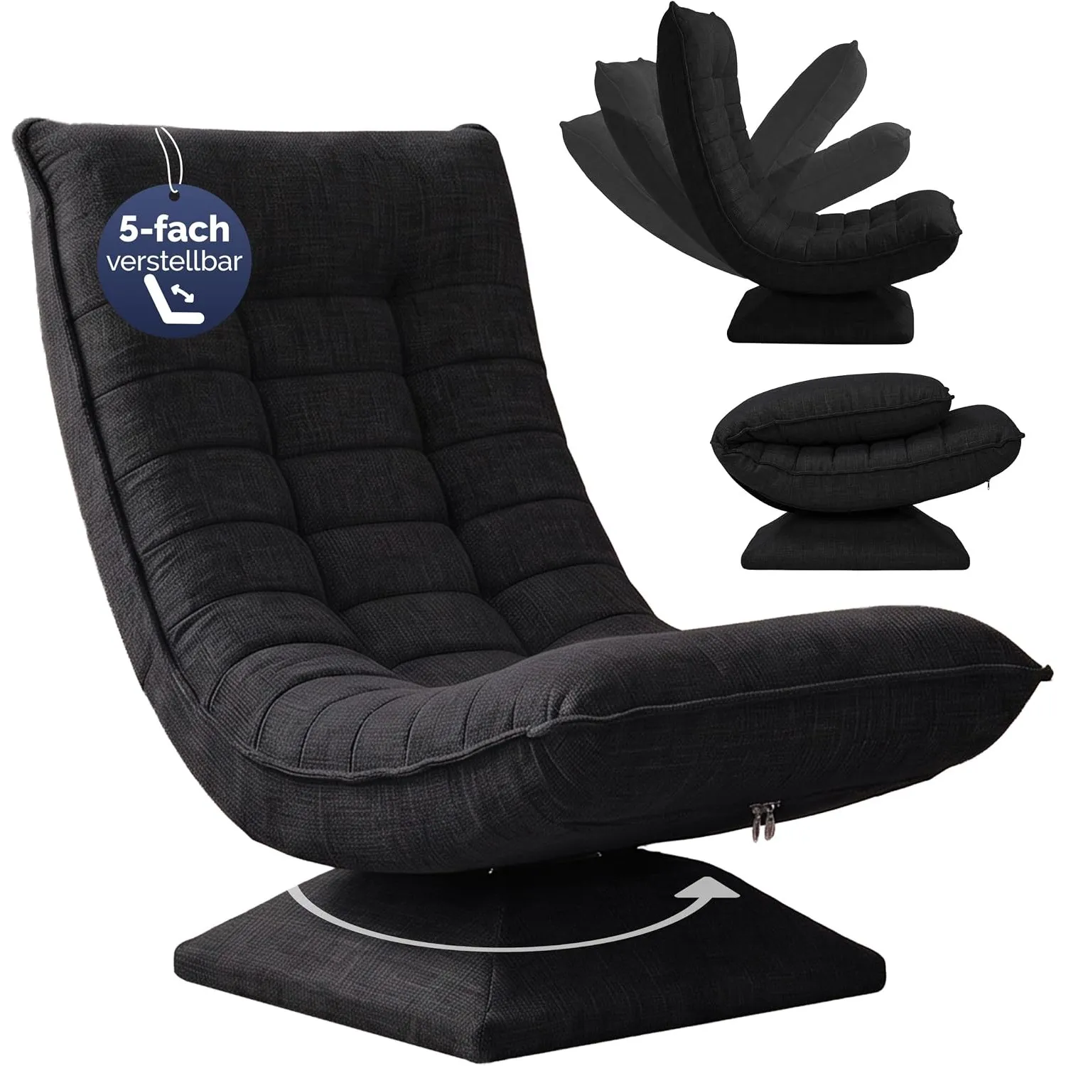 CASARIA Relaxsessel mit Verstellbarer Rückenlehne Schwarz