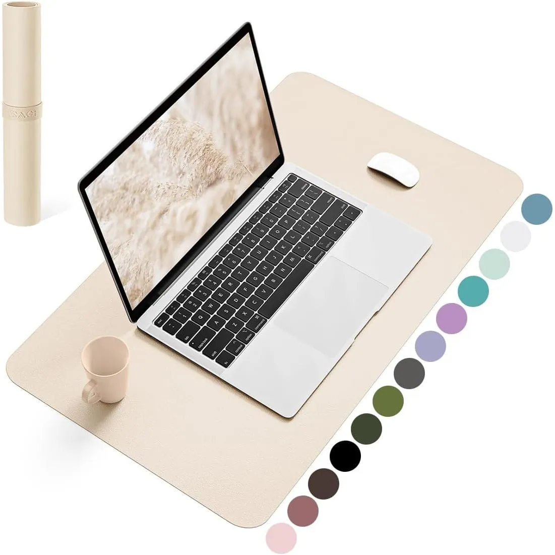 YSAGi Schreibtischunterlage, Mauspad mit Leder und Rutchfeste Wildleder, Multifunktionales Office Mousepad Laptop Schre…