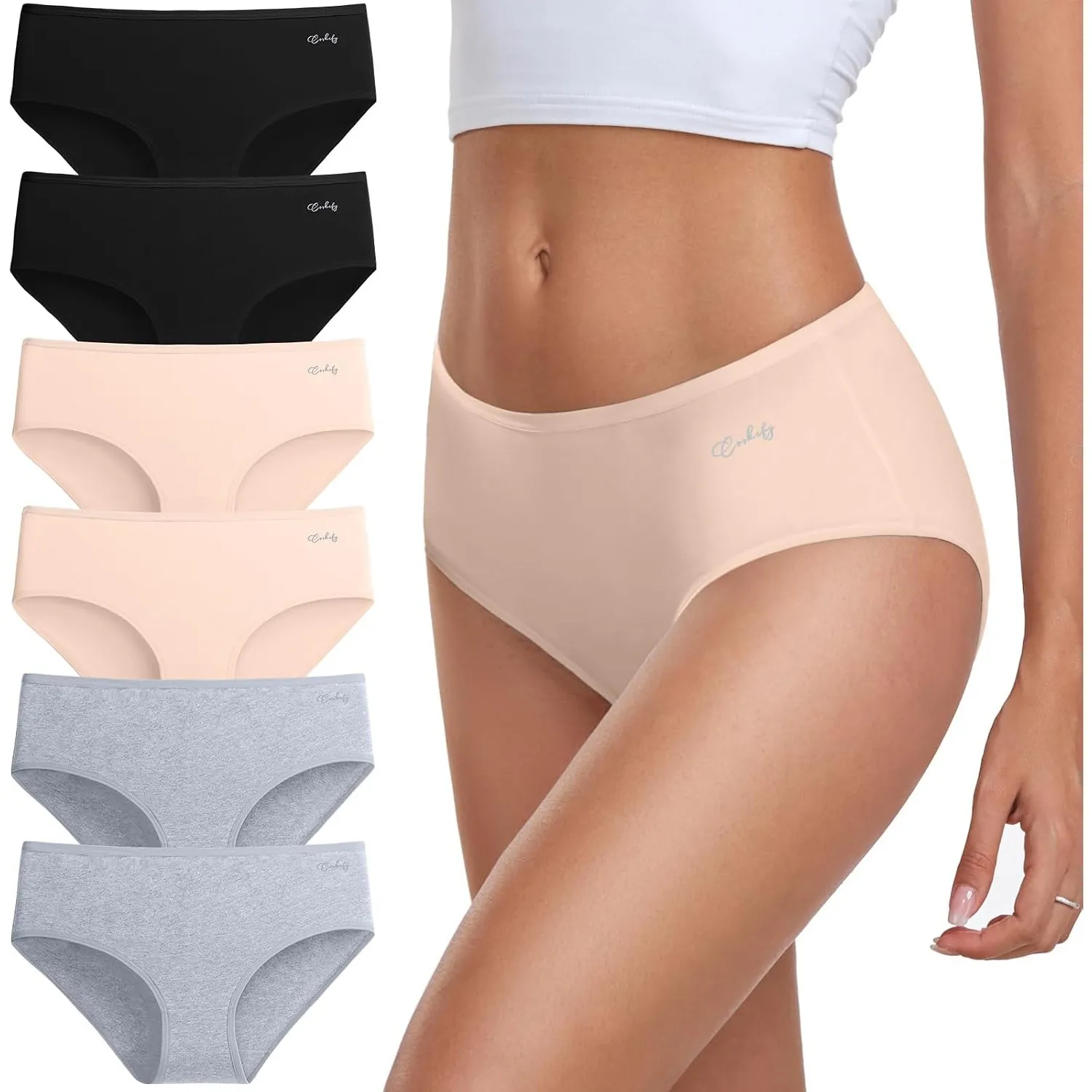 coskefy Unterhosen Damen, 6er Pack Slips Damen Baumwolle, Bequeme Frauen Unterwäsche, Atmungsaktiv Panties Weich