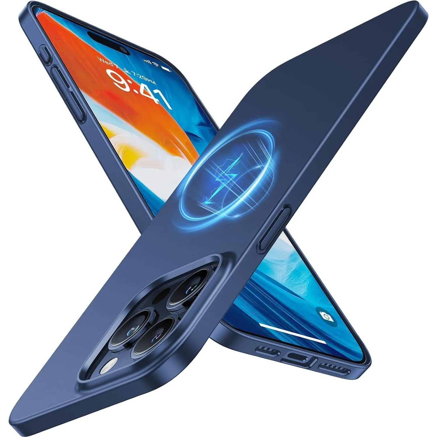 TORRAS Ultra Dünn für iPhone 15 Pro Hülle für MagSafe, Blau