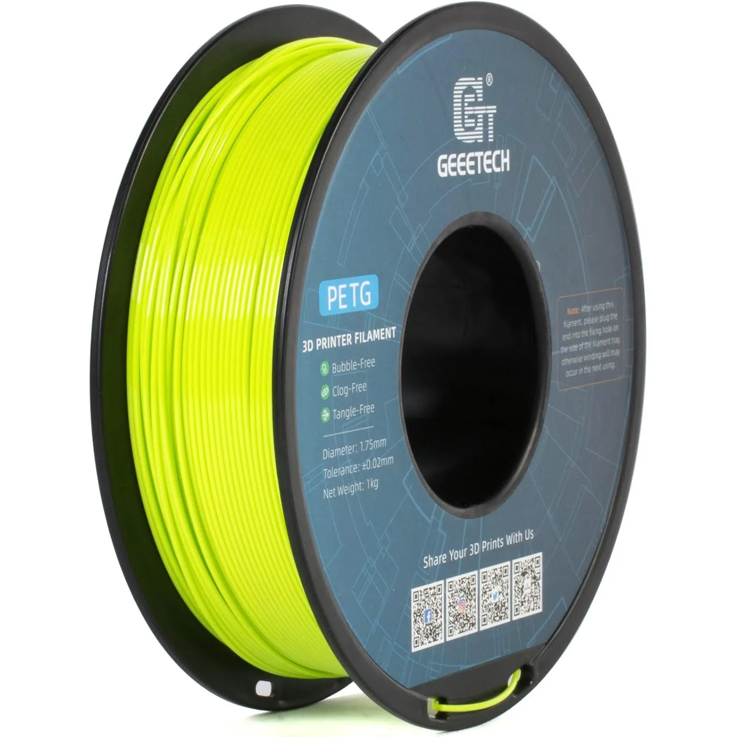 GEEETECH PETG Filament 1,75 mm, 3D Drucker Filament,1 kg pro Spule,Apfel Grün