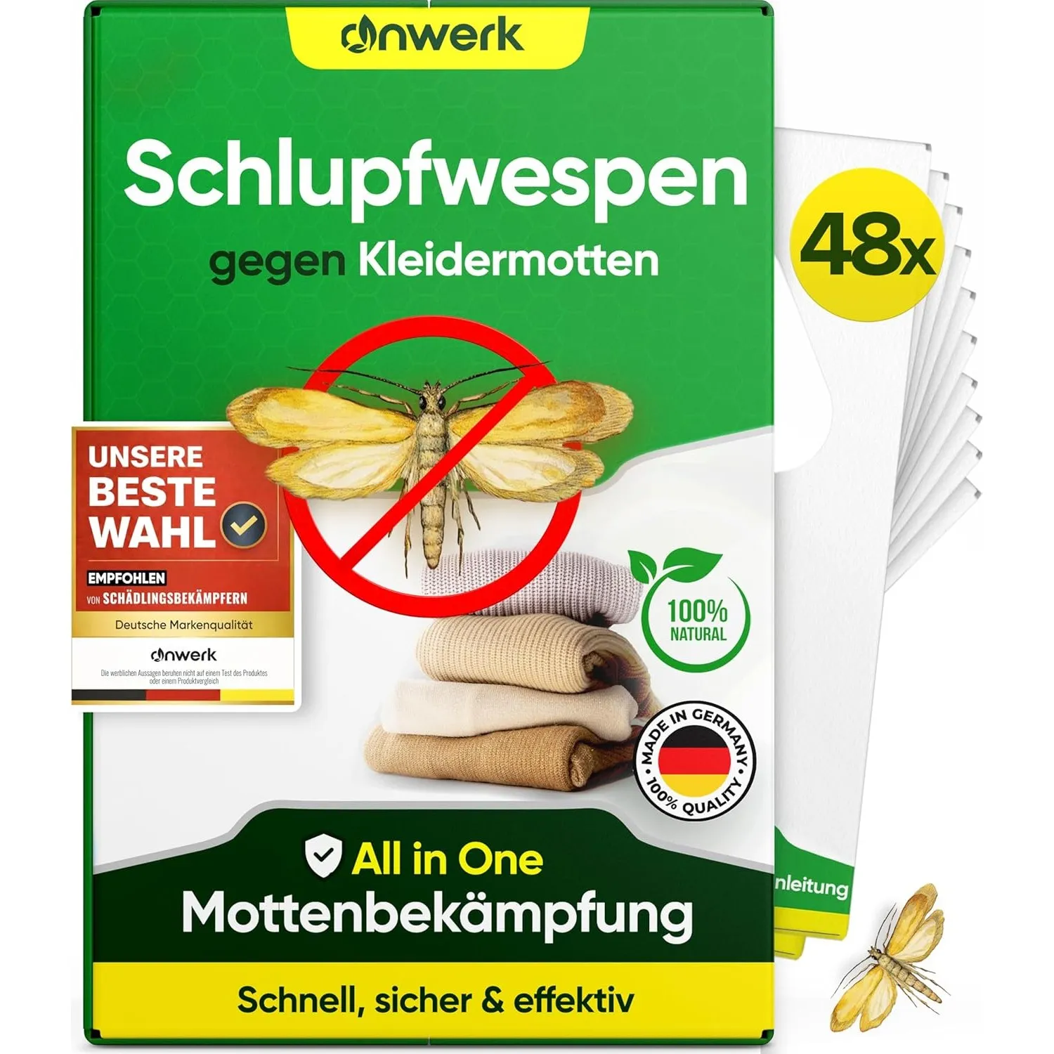 anwerk® Schlupfwespen gegen Kleidermotten - 48 Karten (8 Karten à 6 Lieferungen) - Effektiv Kleider Motten bekämpfen - …