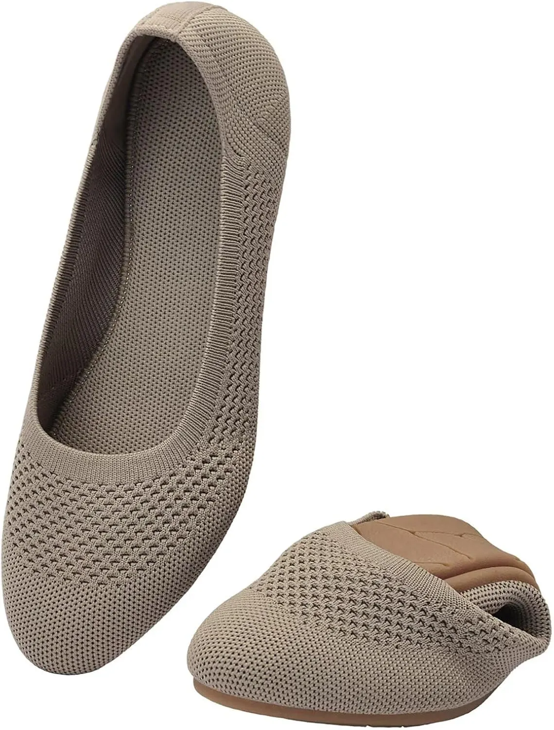Puxowe Women's Knitted Ballet Flats with Round Toe Flat Slip-On Shoes Super Soft for Comfort Comfortable for Walking Lo…