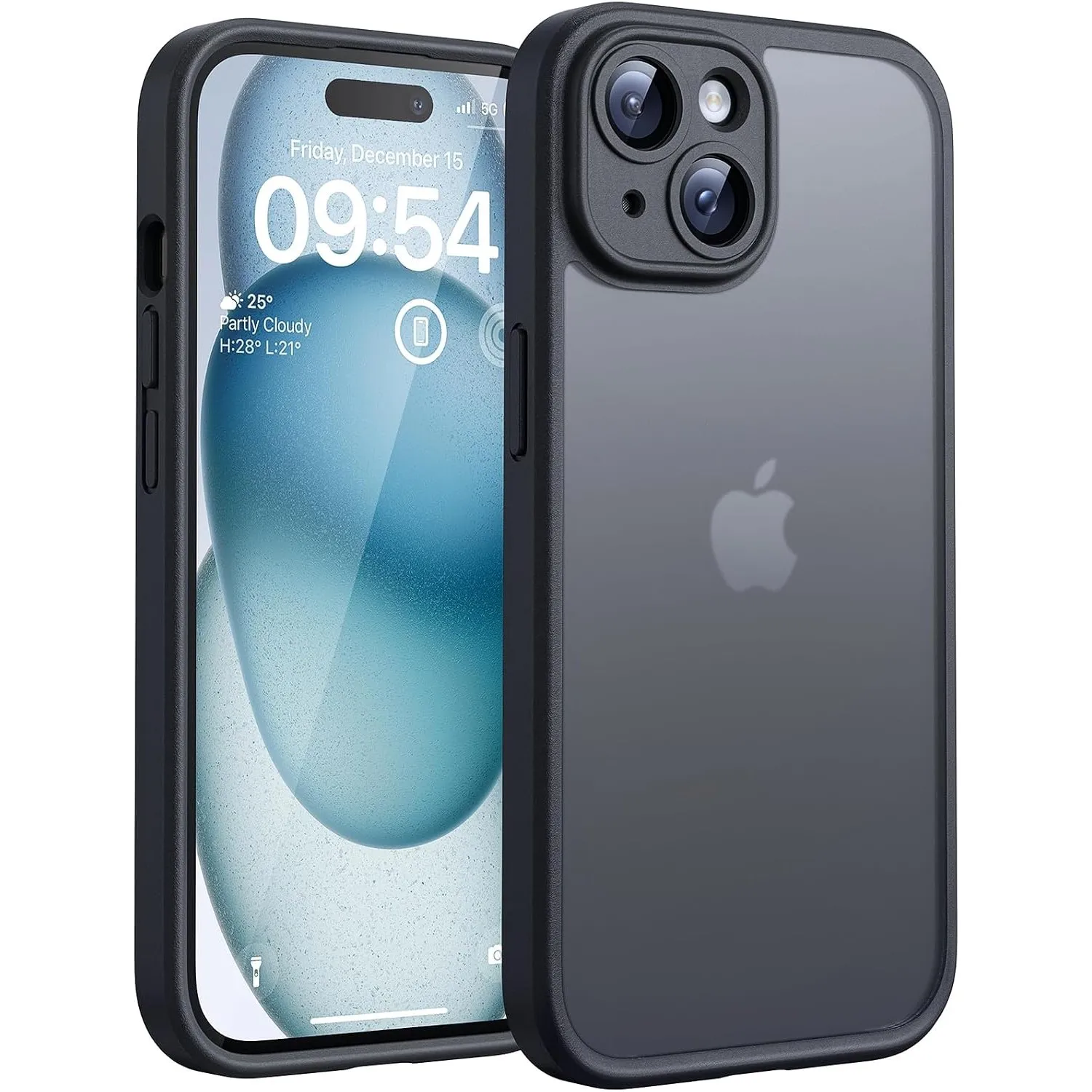 TOCOL für iPhone 15 Hülle mit Ständer, 360° Drehbarem, Schwarz