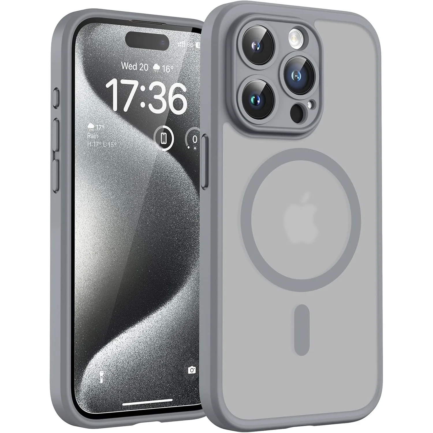TOCOL für iPhone 15 Pro Max Hülle, Kompatibel mit MagSafe, Grau