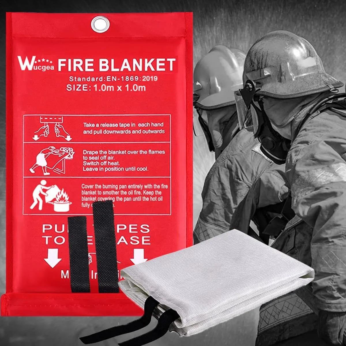 wucgea Löschdecke für küche - Feuerlöschdecke DIN EN 1869:2019 Sicherheit Glasfaser Brandschutzdecke für Fettbrände Aut…