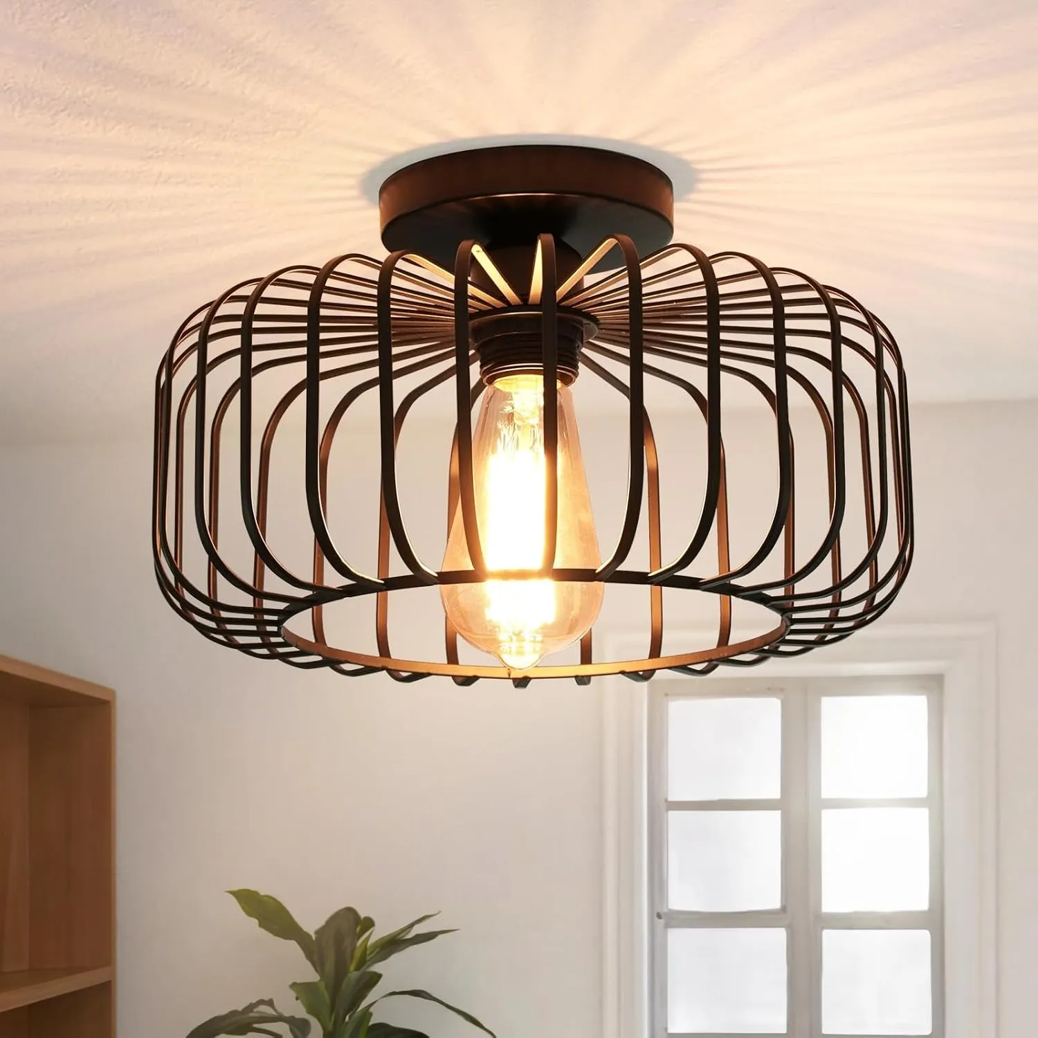 FRIDEKO HOME Deckenlampe Schwarz Modern Ø30cm Deckenleuchte aus Metall E27
