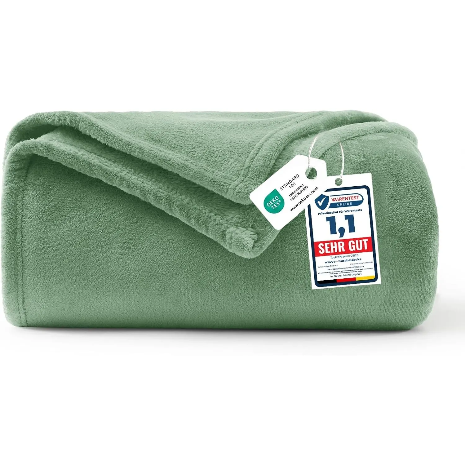 WAVVE Kuscheldecke Flauschig Decke Tagesdecke 150x200 - Sofadecke Grün