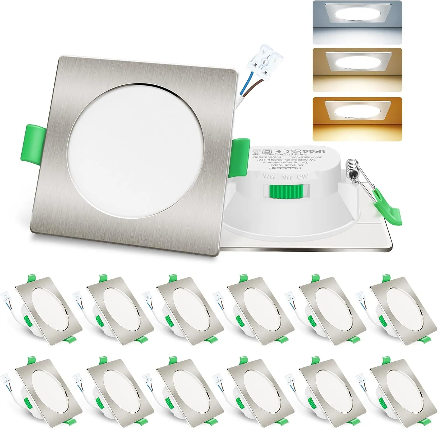 ALUSSO LIGHTING LED Einbaustrahler 230V Deckenspots flach Dimmbar 7W Ultra Slim Spots IP44 Deckenstrahler Einbauleuchte…