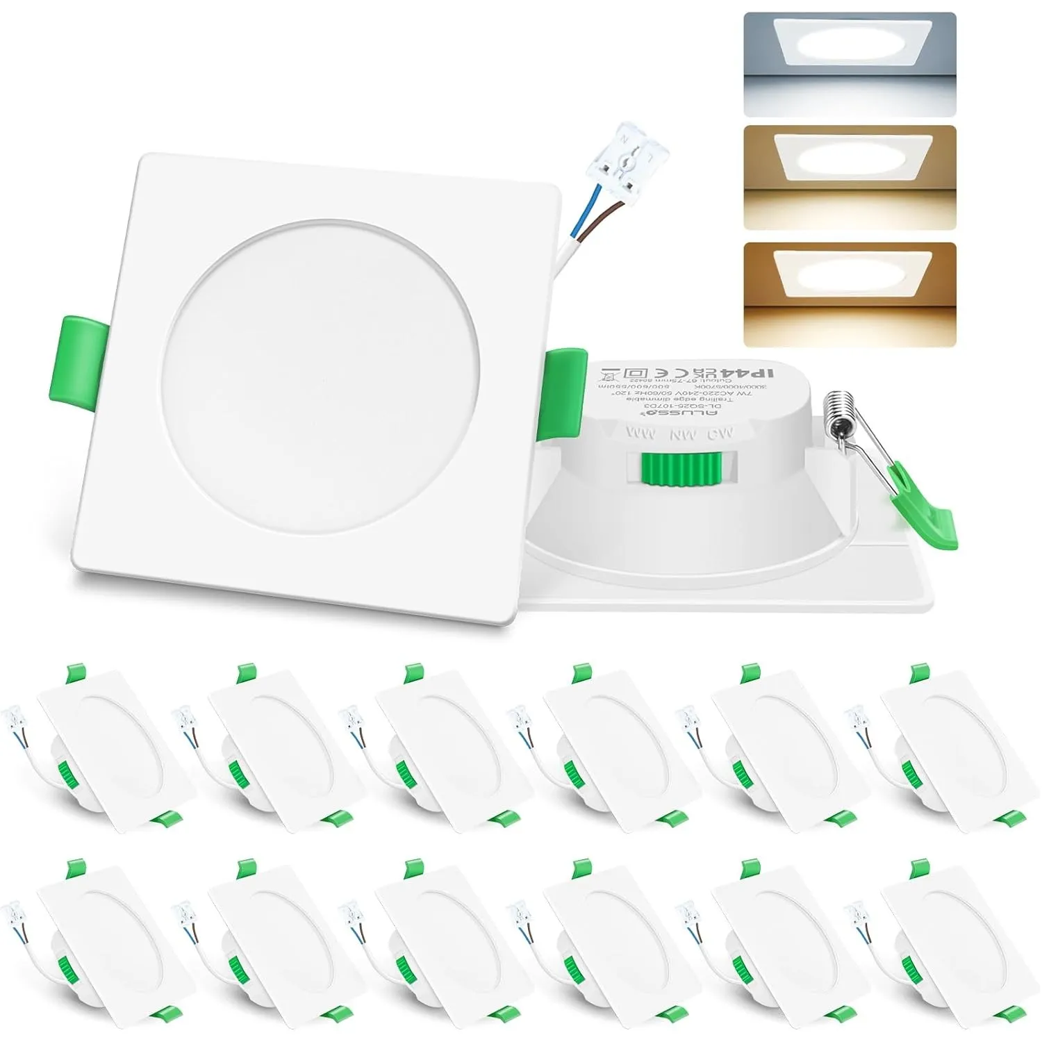 ALUSSO LED Einbaustrahler 230V Deckenspots flach Dimmbar 7W Ultra Slim Spots IP44 Deckenstrahler Einbauleuchten für Bad…