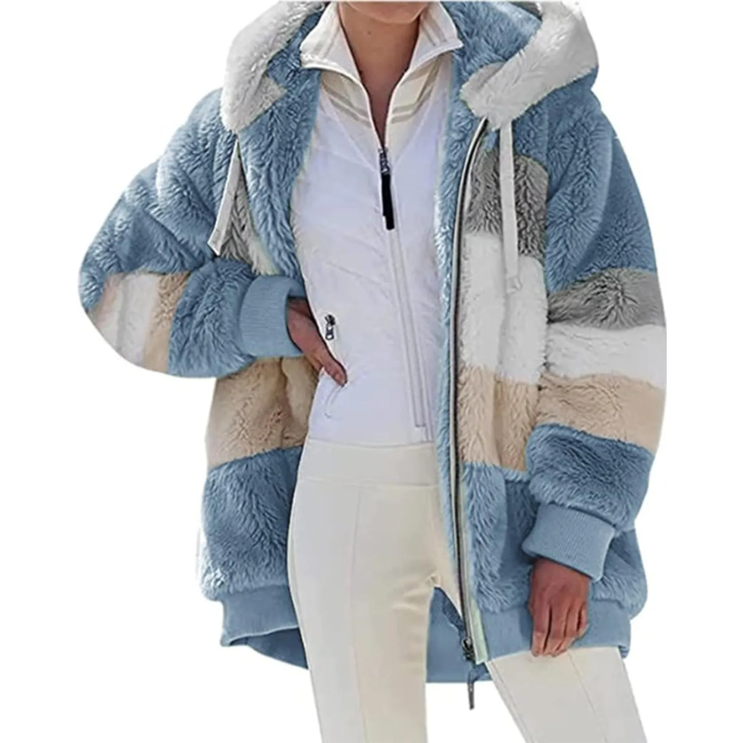 Livonmone Fleecejacke Hoodie Damen Kapuzenpullover Teddy-Fleece Warm Herbst Wintermantel Stilvoller ReißVerschluss Fell…