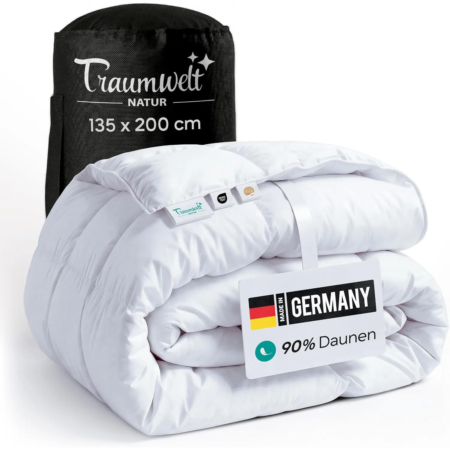 Made in Germany Daunendecke 135x200 cm aus 90% Daunen