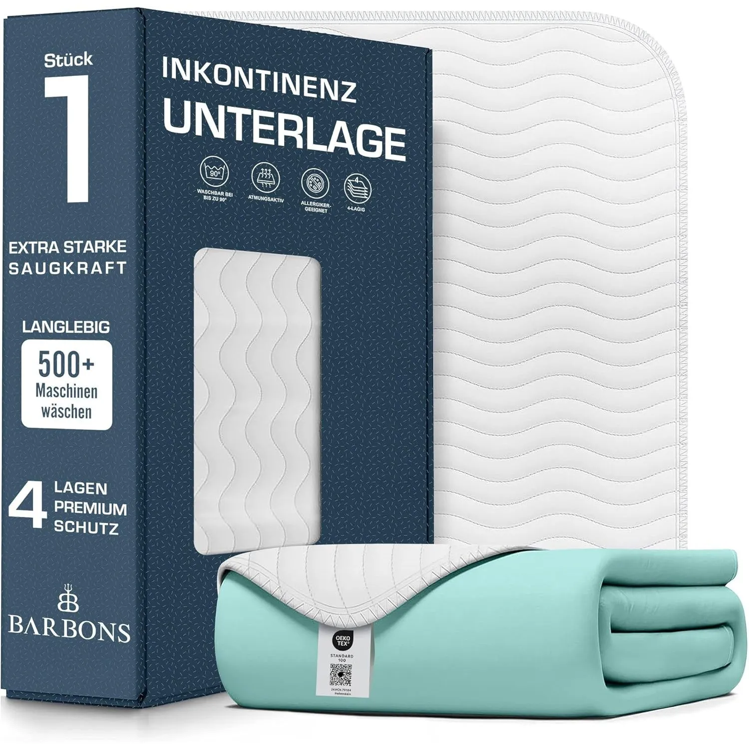 Barbons Inkontinenzunterlage waschbar Matratzenschutz 90x160 - wasserdichte Bett Inkontinenzauflage matratzenauflage Be…