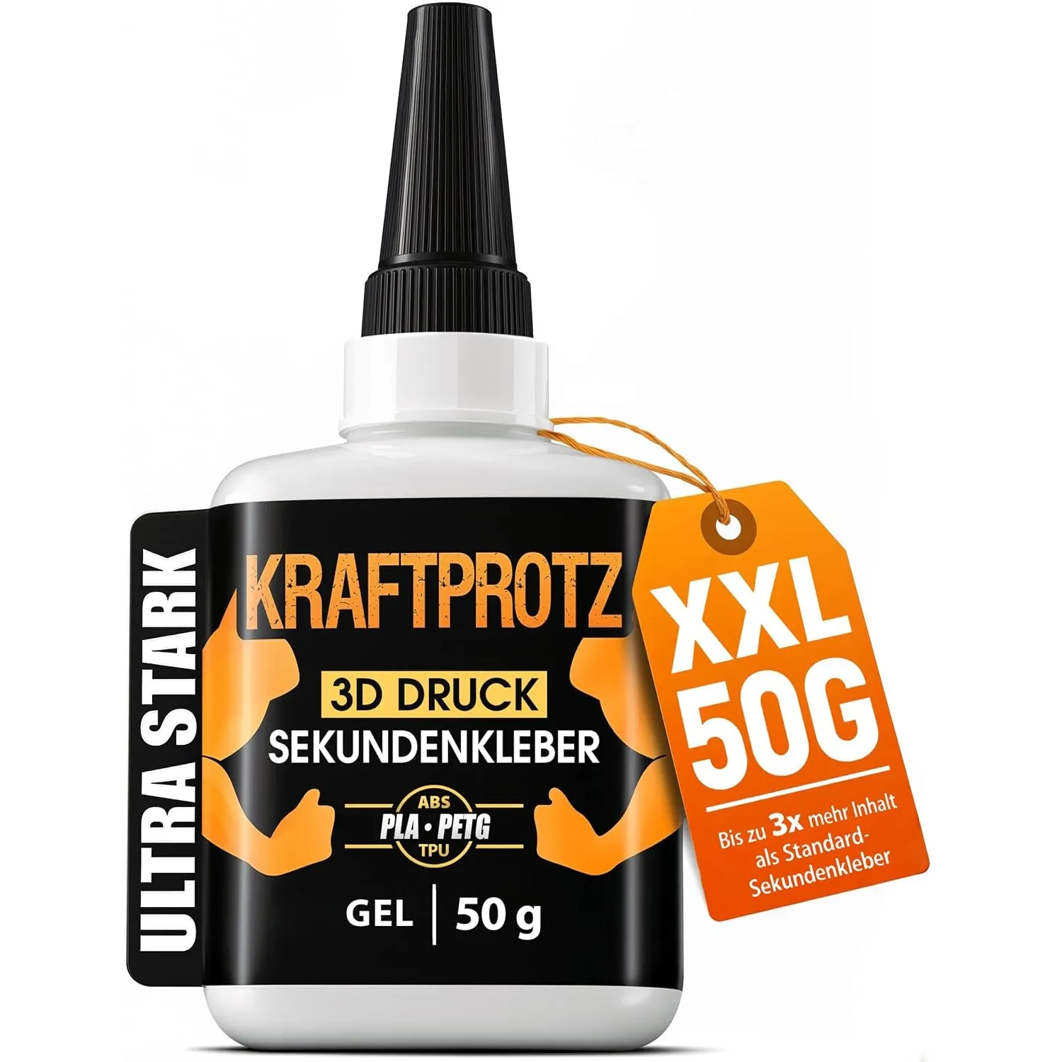 3D Druck Sekundenkleber Gel extra stark – 50 g XXL Superkleber wasserfest, hitzebeständig & transparent – Anti-Austrock…