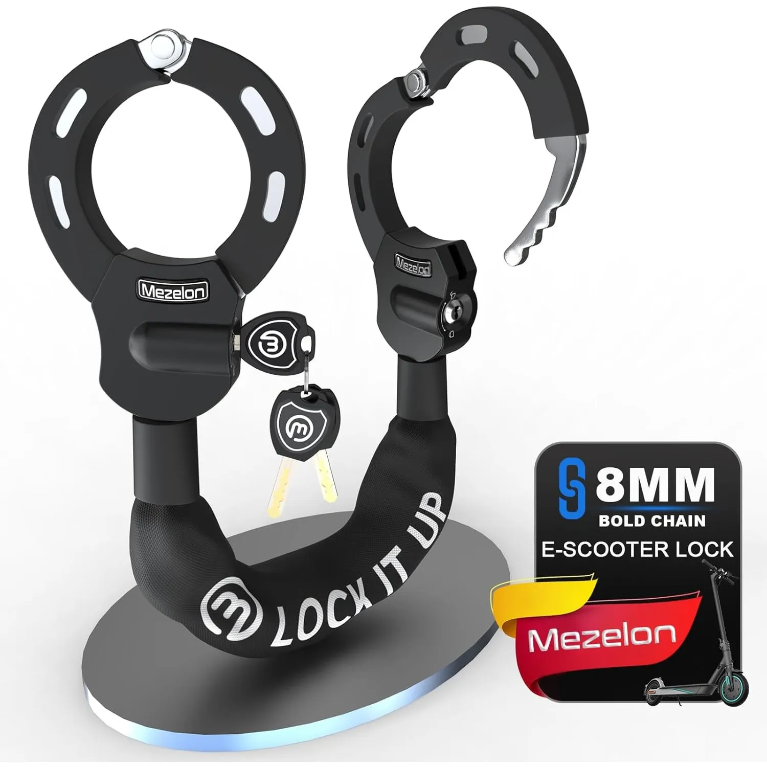 Mezelon E Scooter Schloss 8mm | Hochsicherheits-Handschellenschloss