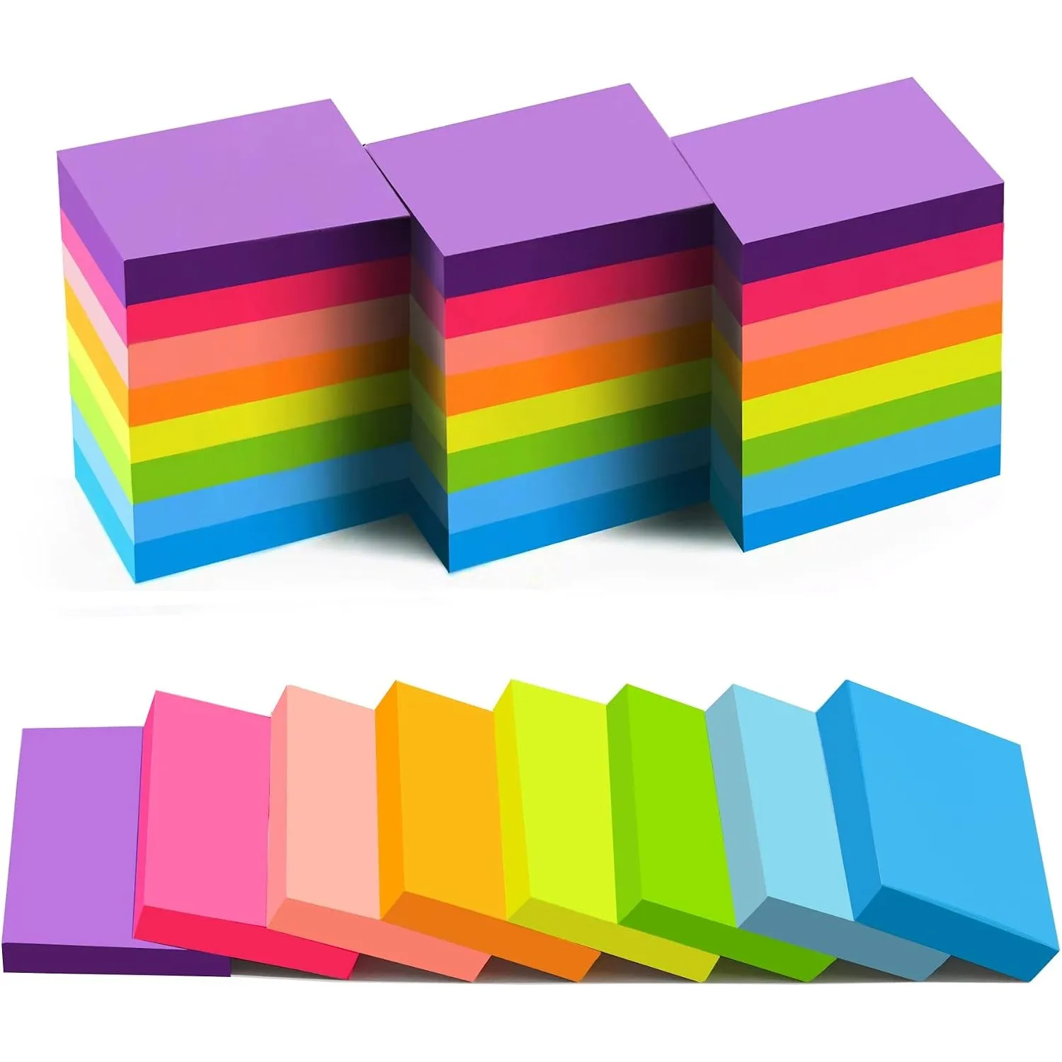 24 Packung Farbige Haftnotizen 51 x 38 mm, Selbstklebende Klebezettel