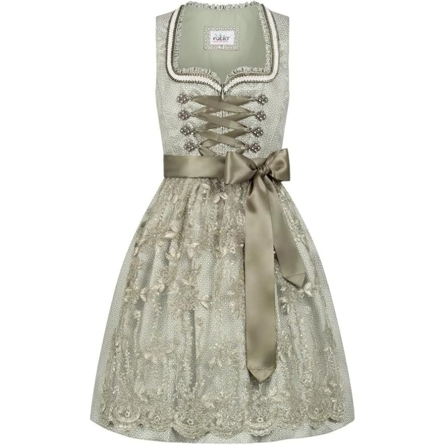 Nübler Damen Dirndl Vivian I Größen 30-46 I Mini-Dirndl mit Rocklänge 55 cm & passender Schürze I Kurzes Trachtenkleid …