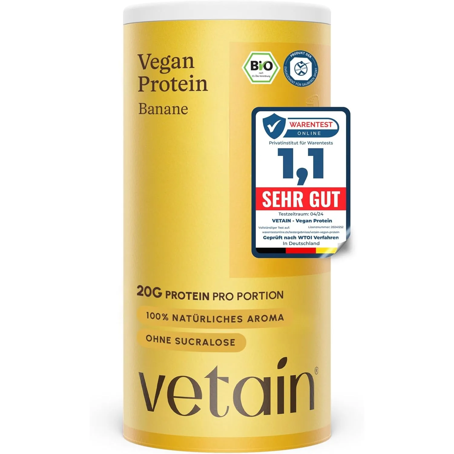 VETAIN Veganes Proteinpulver Banane - 20g Eiweiß - 100% Bio & fermentiert