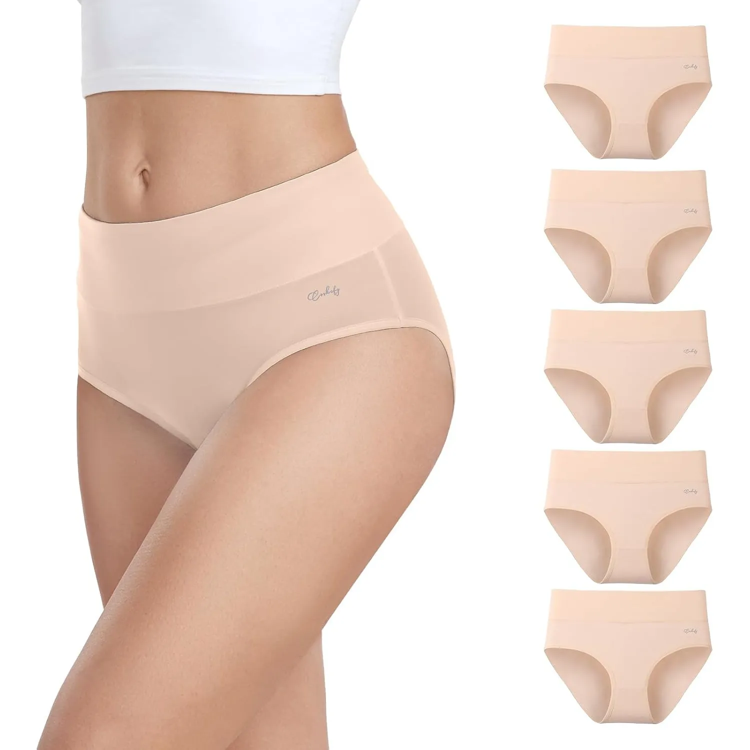 anqier Unterhosen Damen 5er Pack Stretch Baumwolle Hohe Taille Slips Damen