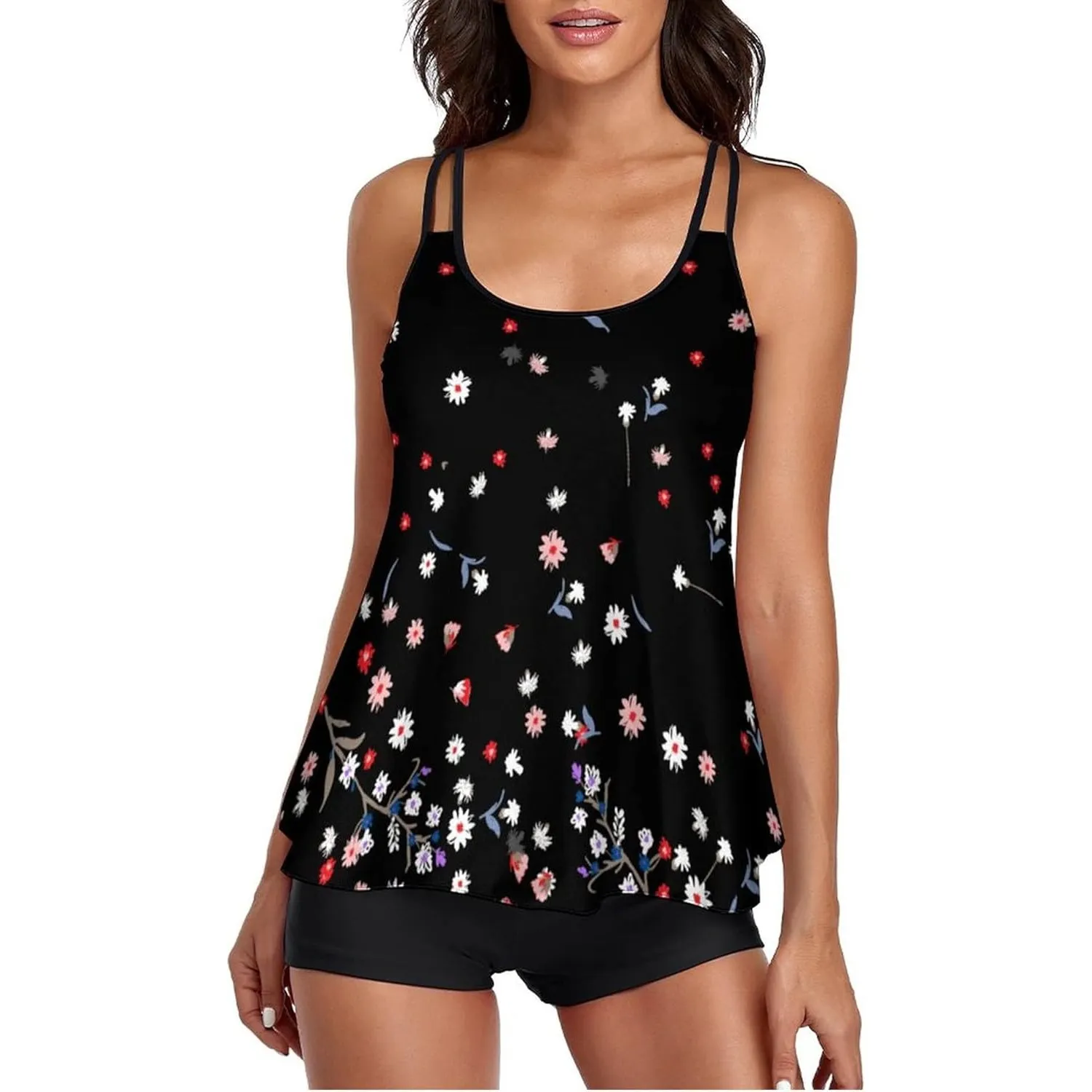 wihnsinop Tankini Damen Bauchweg Bademode Set Freizeit Badeanzug Tankinis Zweiteiler Sets Sommer Elegant Badeanzüge für…