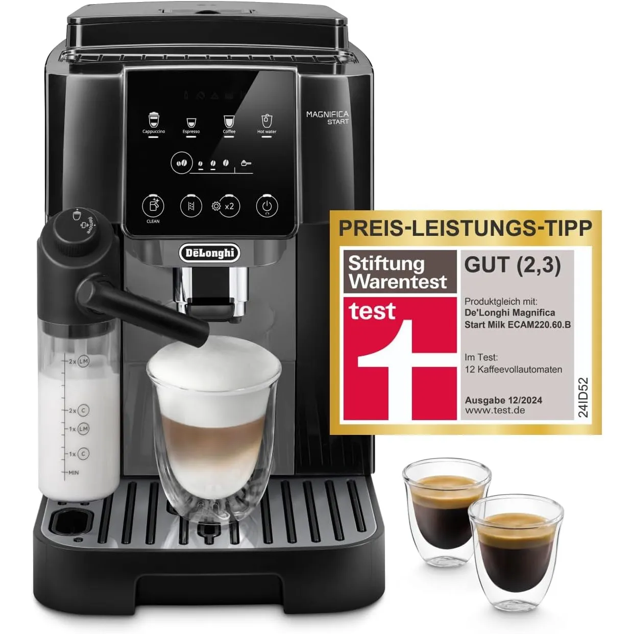 De'Longhi Magnifica Start - Kaffeevollautomat 4 Getränke Schwarz-Grau