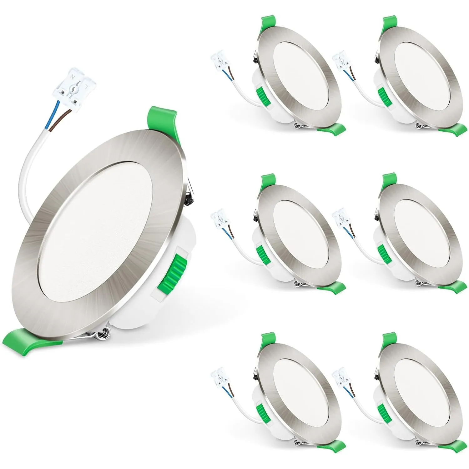 ALUSSO IP65 LED Einbaustrahler 7W 3CCT Dimmbar 68mm Spots, Nickel 6er Set | 3000K/4000K/6500K Verstellbar Einbauspots, …