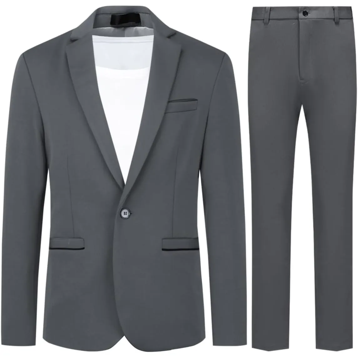 Allthemen Herren Anzug Stretch 2 Teilig Herrenanzug Slim Fit Business Hochzeitsanzug 1 Knopf für Männer